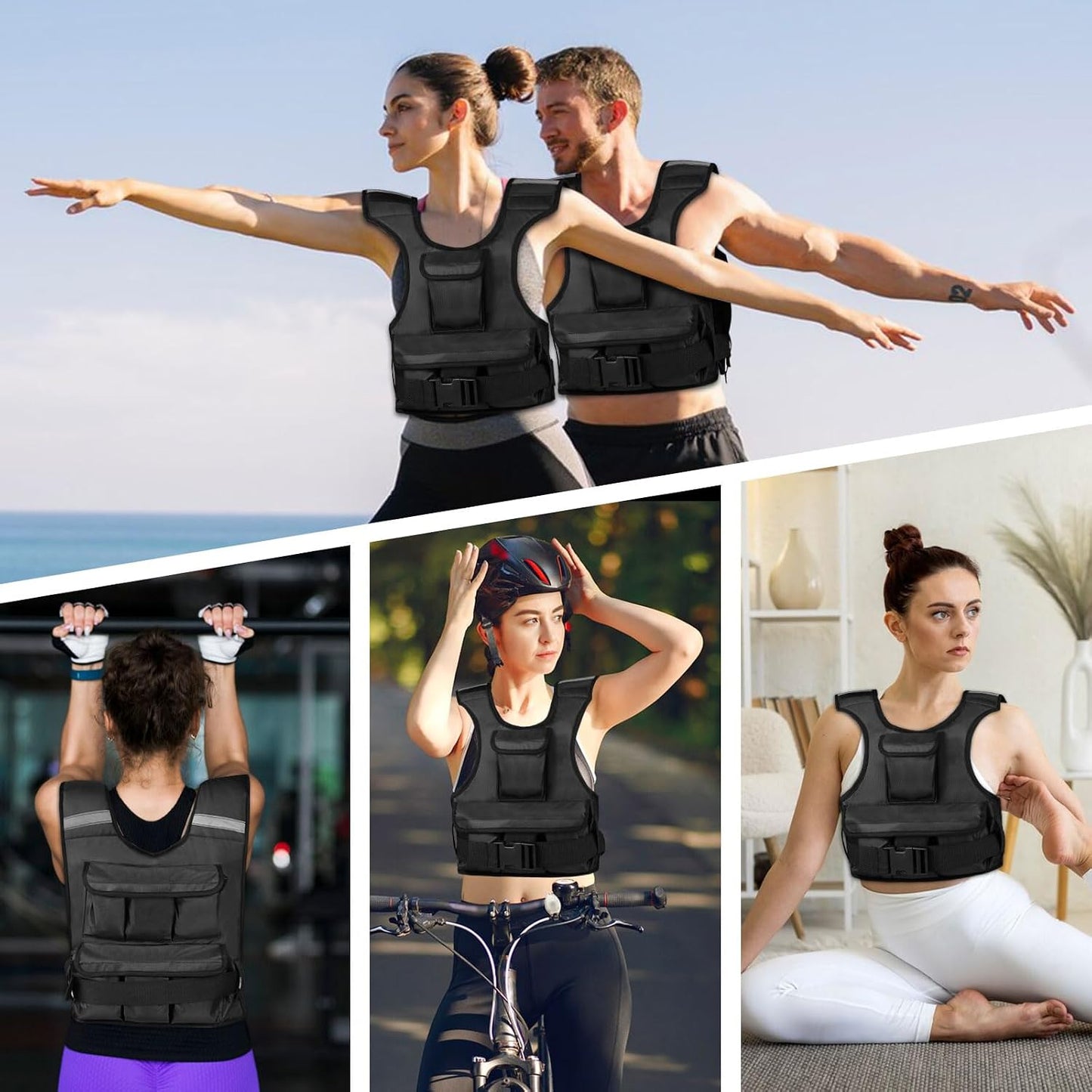 Adjustable Weighted Vest for Women, Customizable 0-18 lbs Strength Training Vest with 10 Removable Sandbag, Breathable Design, Reflective Safety Strips for Running, Hiking, and Fitness WN420