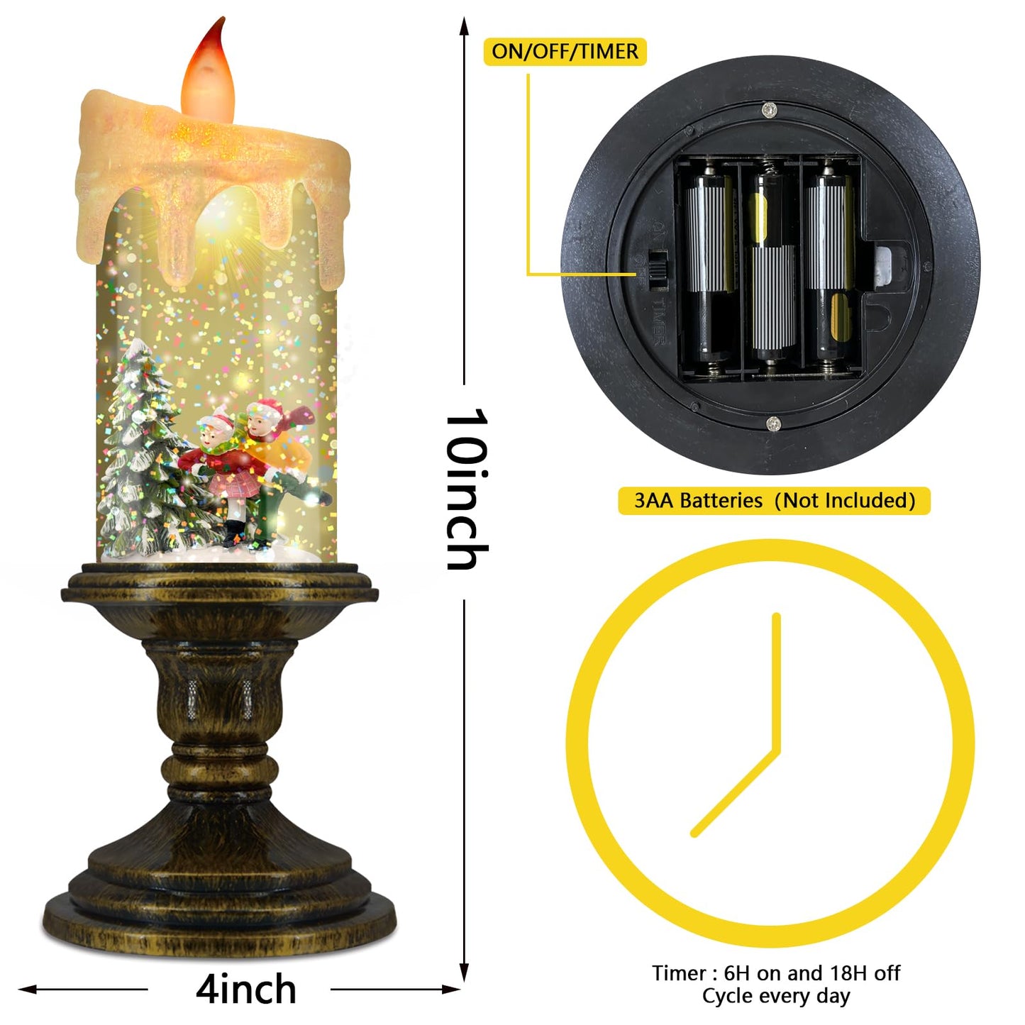 AOMIL Christmas Flameless Candles, Flickering LED Candles with Timer, Snow Globe Candle Lights for Christmas Decorations BST220
