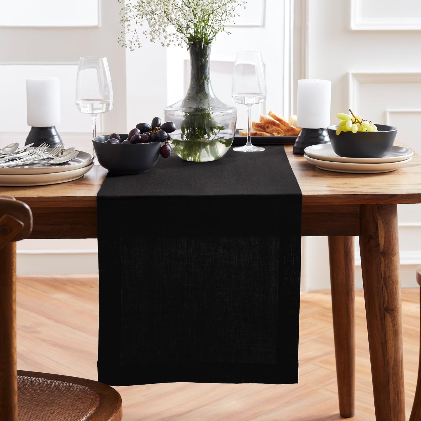 Solino Home 100% Pure Linen Dining Table Runner Cordovan, Sonoma 14 x 48 in | Table Runners for coffee tables, entryway tables and layered dresser styling | prewashed, relaxed drape | OEKO-TEX Certified BST326SOLH