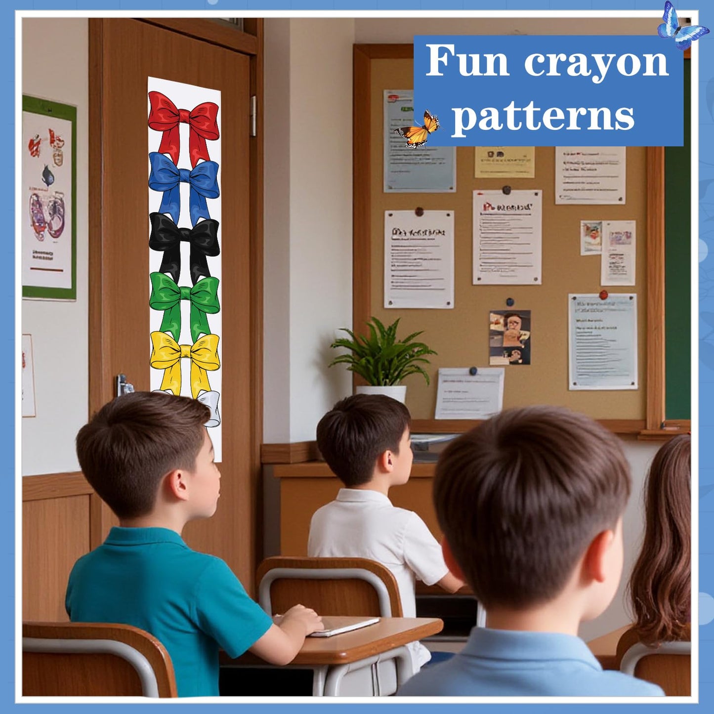 2 Pcs Bow-knot Classroom Door Cover School Classroom Curtain,Bohemian | Thickened Door Curtains, Blackout Curtains 8x43'', Light Blocking Window Covers, Office, Porch, Schoolroom Cover Shade BST326L