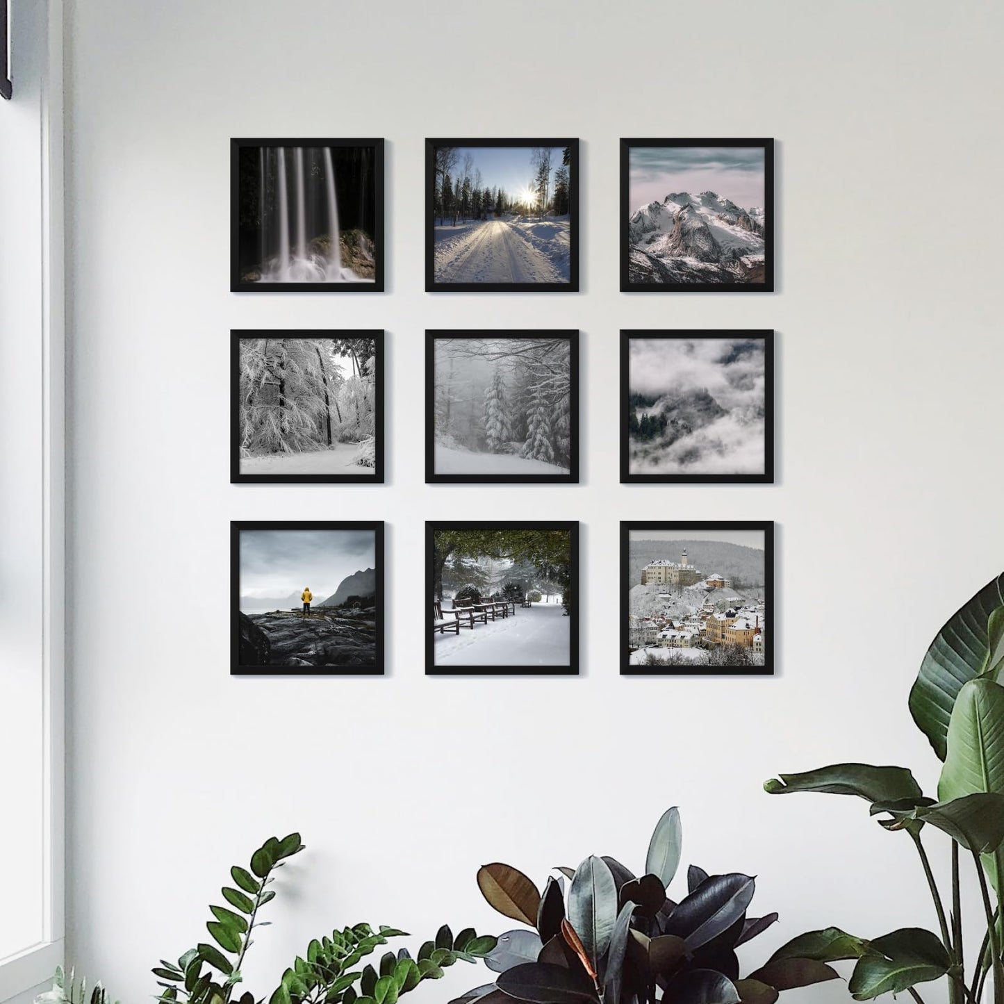 YESKAY 8x10 Picture Frame Set of 9, Display Pictures 5x7 with Mat or 8 x 10 Without Mat, Multi Photo Frames for Wall Mounting or Table Top Display, Blue BST326H