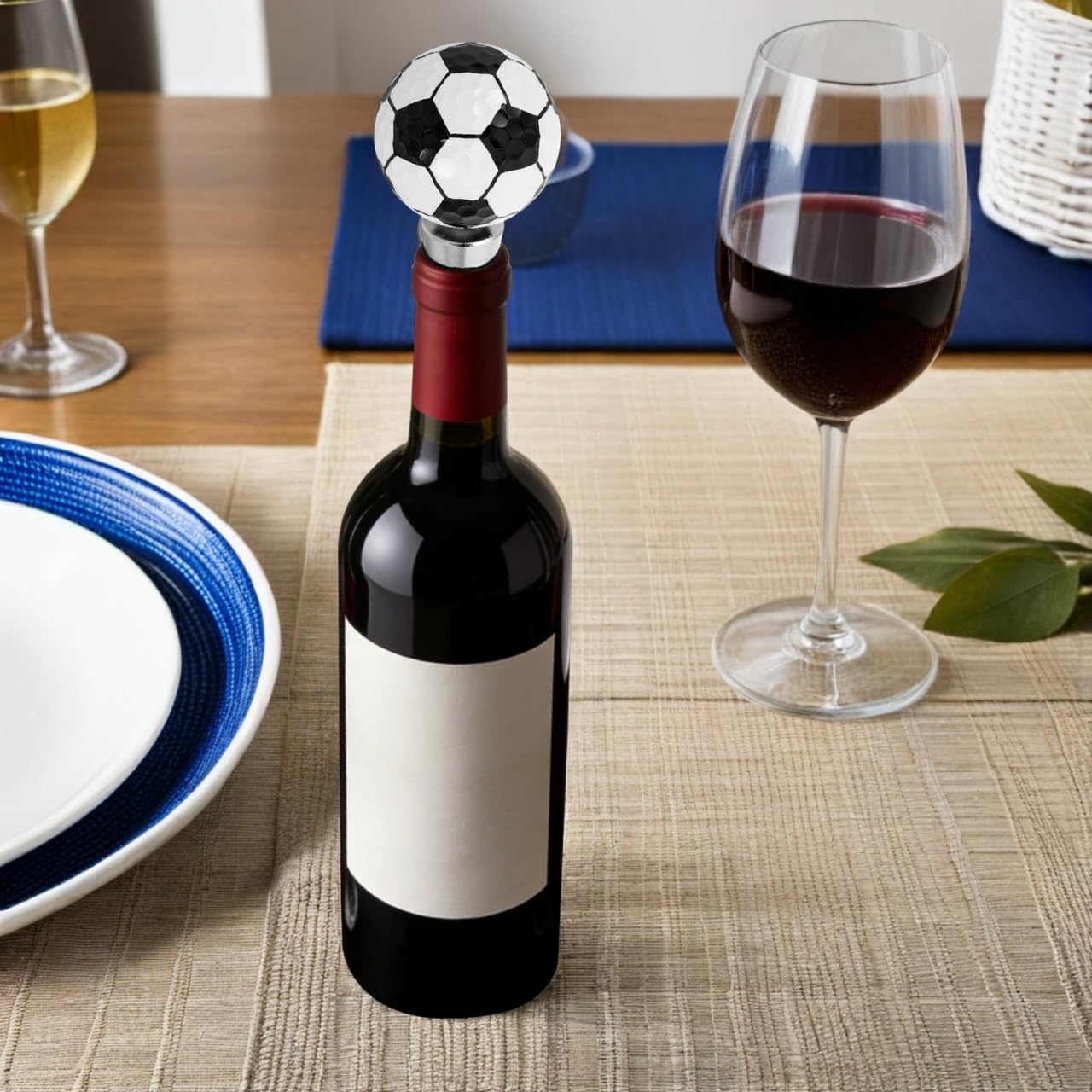 1 Ball Wine Stopper - Decorative Silicone And Alloy Bottle Sealer For Red Sparkling Drinks Novelty Sports Gift Preserver For Home Party Bar Decor BST202