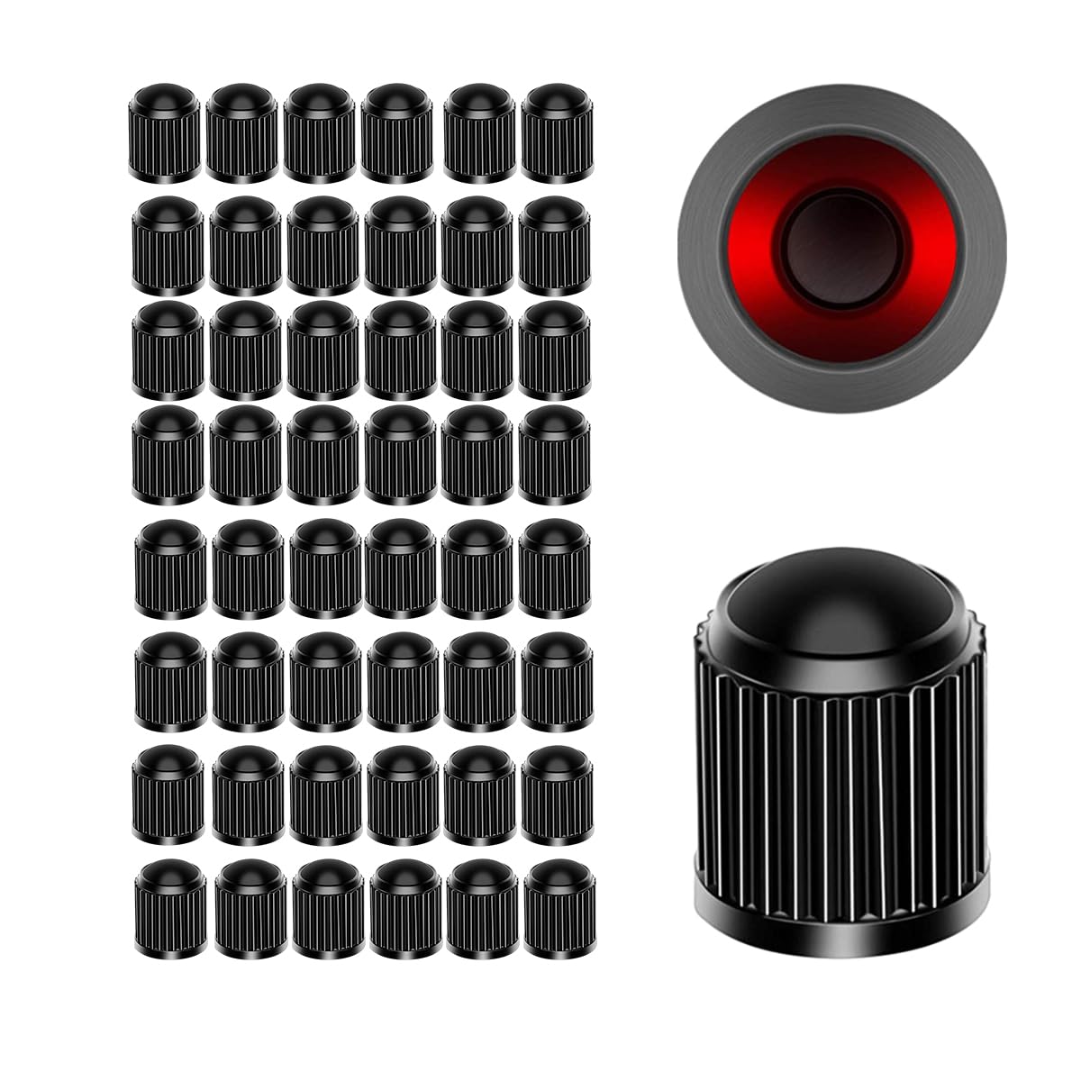 Ziciner 25 PCS Tire Valve Stem Caps, Plastic Car Tyre Valve Cap with O Rubber Seal, Dustproof Airtight Seal Wheel Stem Covers, Universal Accessories for Cars, SUVs, Bicycles,Trucks (Red) WN420