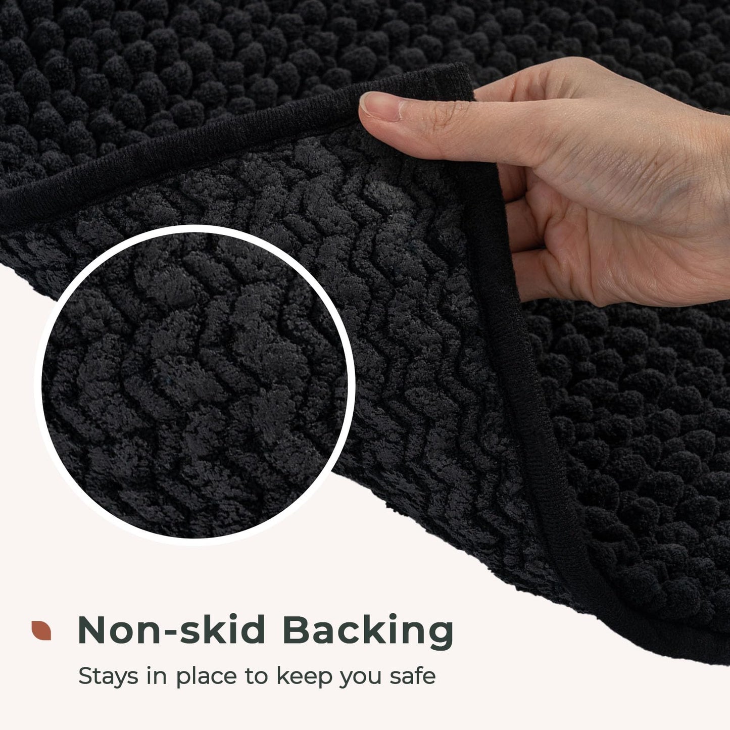 FRESHMINT Chenille Bathroom Rugs Sets 2 Piece 17"x24"+20"x32", Non-Slip Bath Mats, Absorbent Bath Rug, Washable Set of 2 Shower Floor Mat, Gray BST220