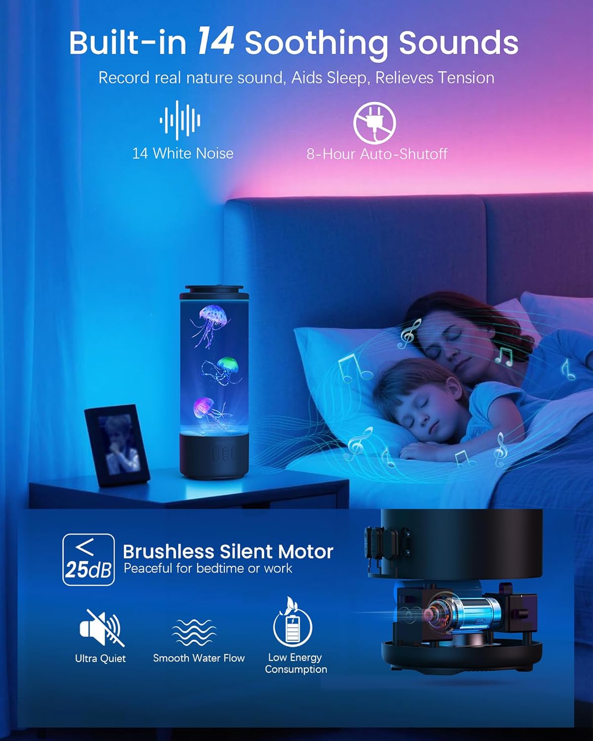 Jellyfish Lamp Bluetooth Speaker with White Noise 16