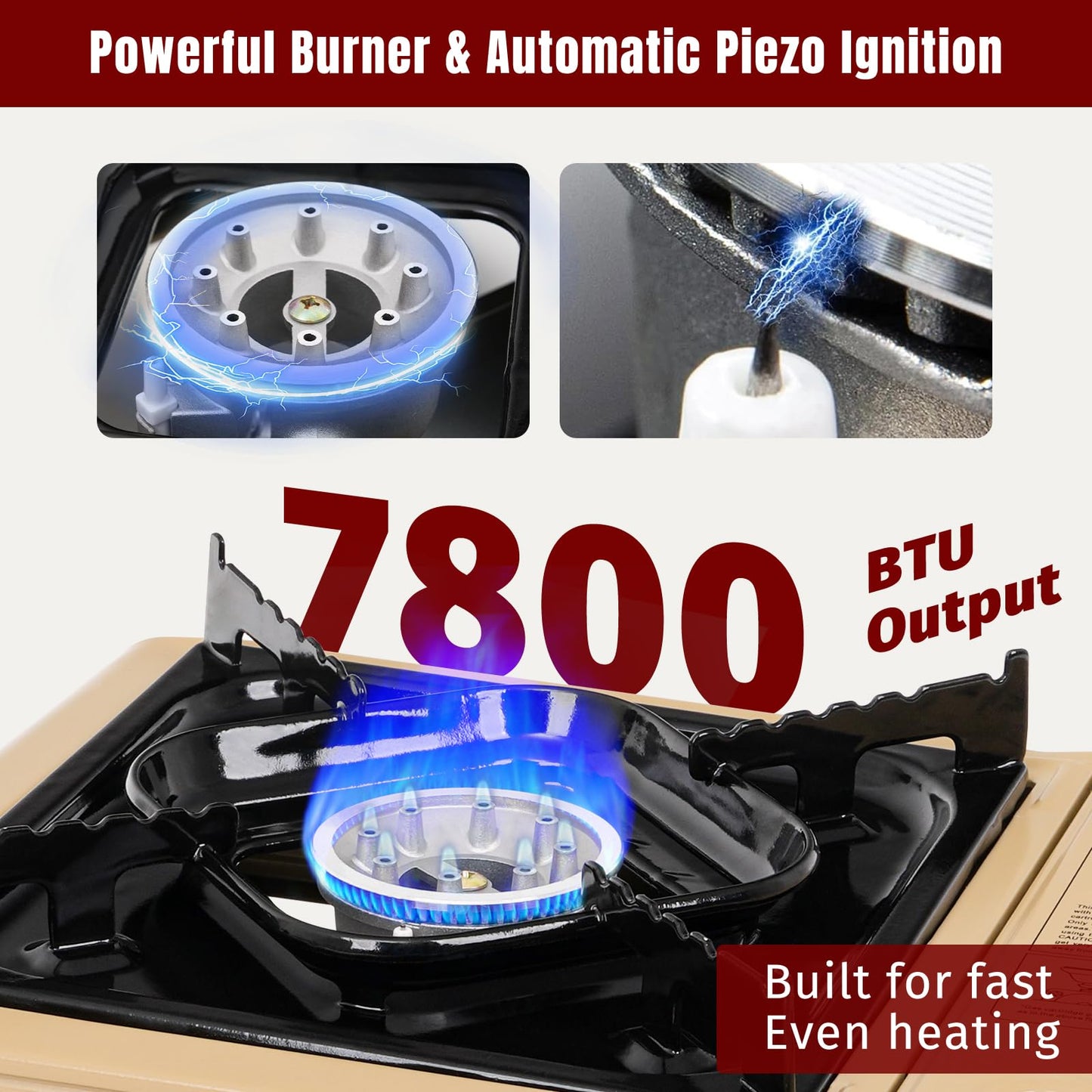 SHINESTAR 7800 BTU Dual Fuel Camping Stove, Propane Portable Gas Stove | Propane or Butane Camp Stove with Adjustable Heat Dial, Carry Case & Propane Adapter Hose,for Outdoor Cooking and Emergencies BST326H
