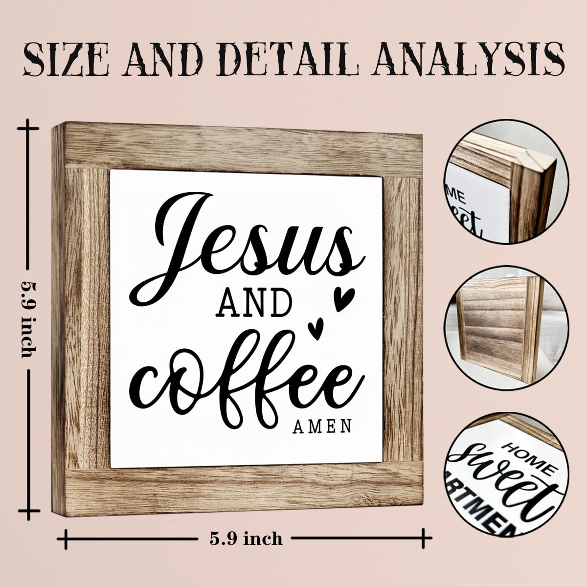 Funny Wooden Coffee Bar Decor Sign, Bar Decorations, in the Morning When Rise Give Me Jesus (and Coffee), Cafe Table Top Shelf Accessories, Cafe Signs Decor 5.9x5.9 Inches BST202