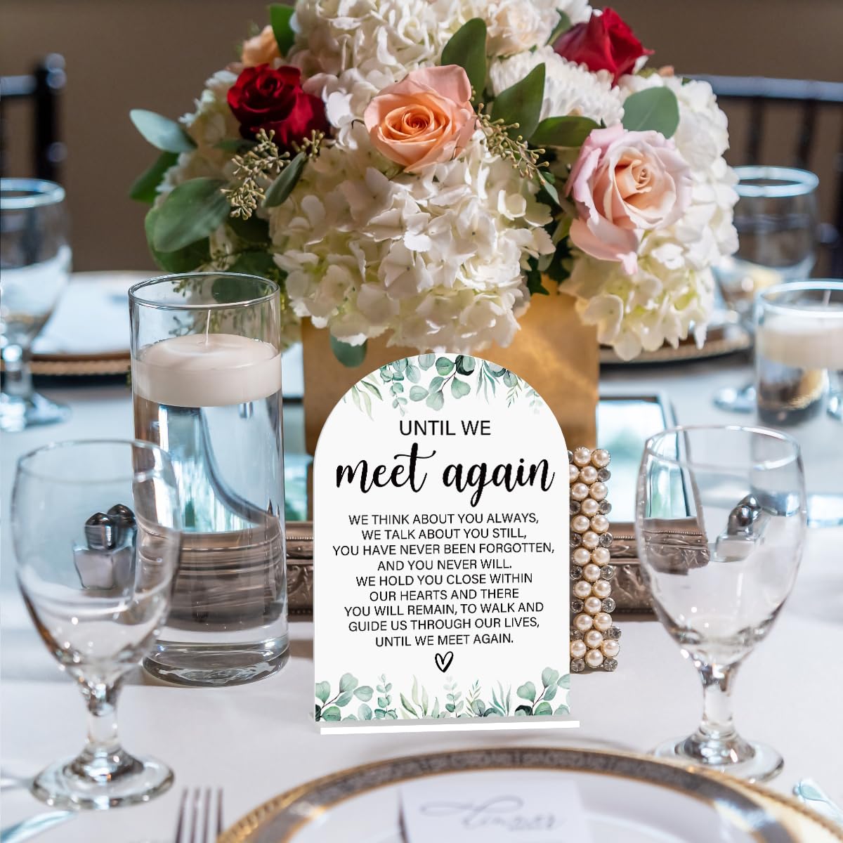 Acrylic Wedding Sign Bubble Send Off Signs for Ceremony Modern Calligraphy Arch Acrylic Table Top Signs for Wedding Reception and Event Party Table Decor (White Eucalyptus Leaves) BST326L