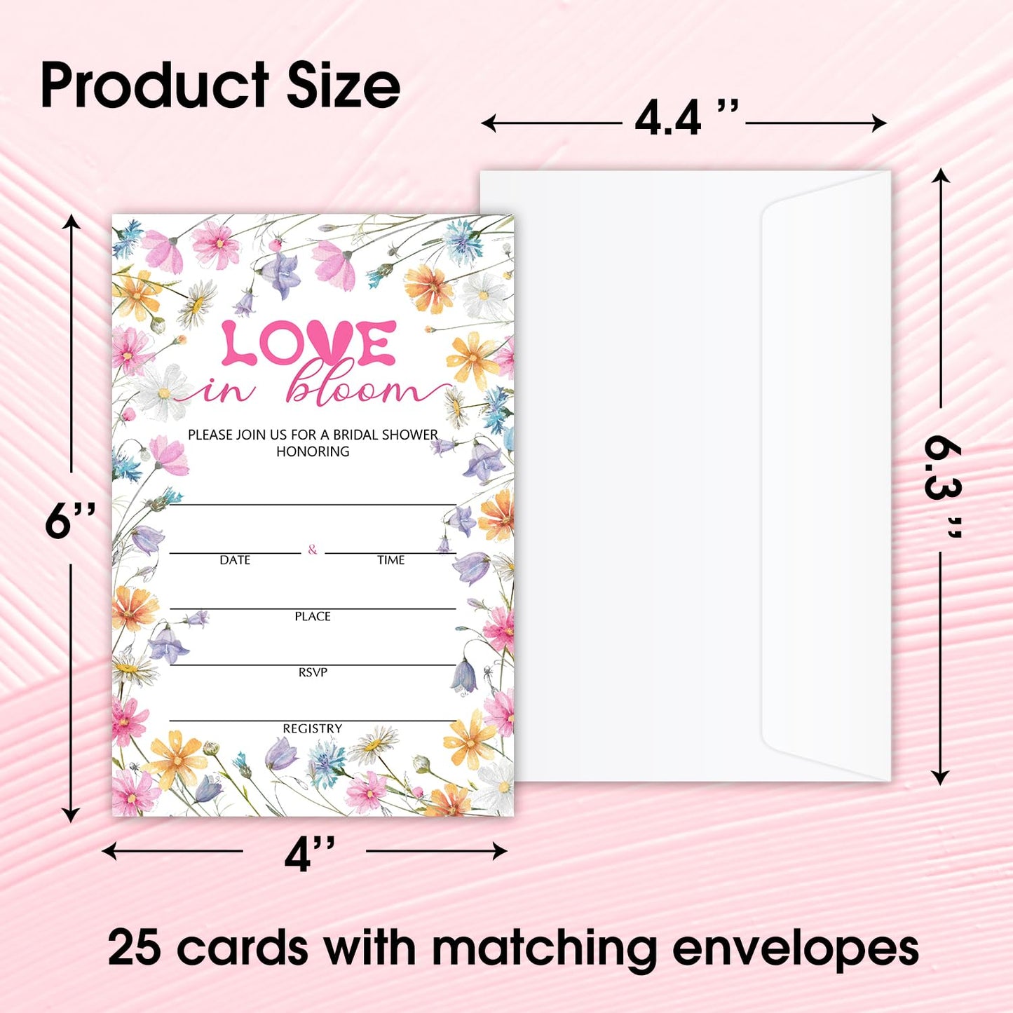 50 Years Anniversary Bridal Shower Invitations Cards, Set of 25 Gold Foil Floral Fill in Style 50th Year Wedding Invites Cards with Envelopes for Couples Marriage Party Supplies-T05 WN420