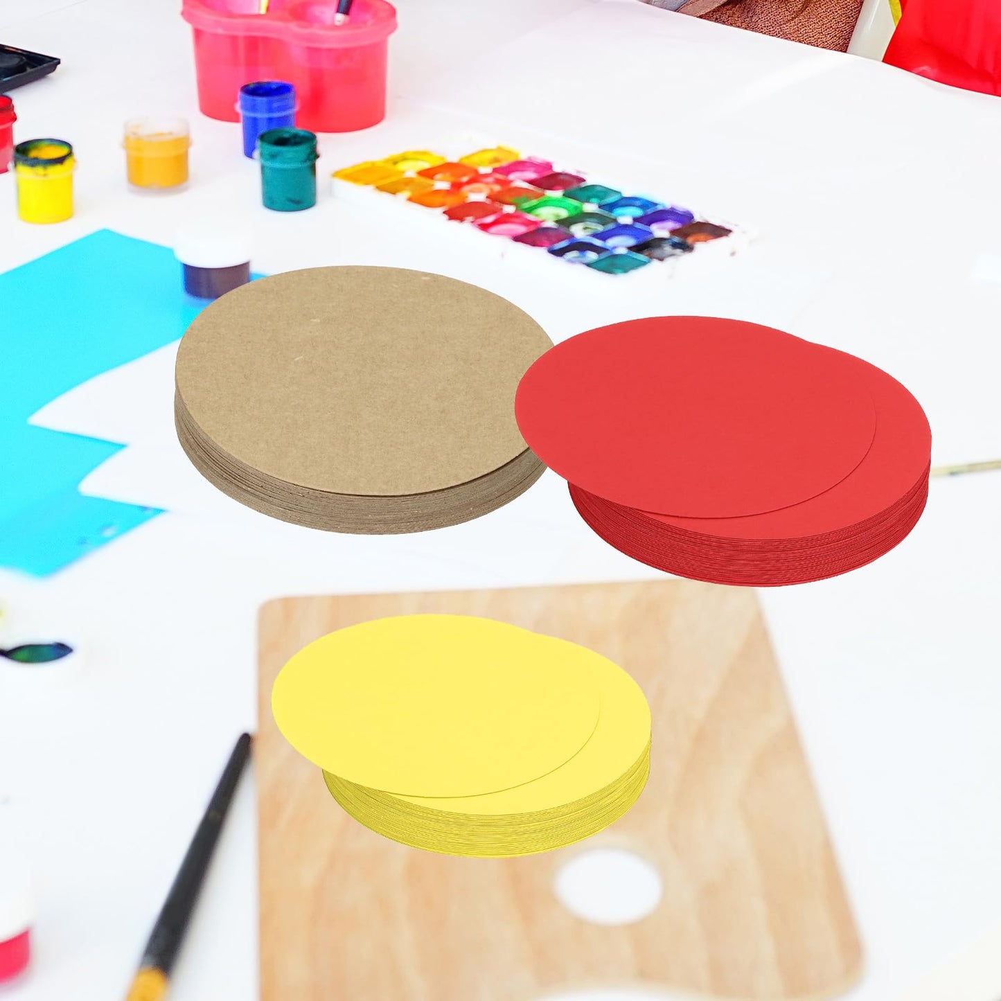 PATIKIL 4inch Circle Card Stock, 50Pcs Round Shape Cutouts Paper Thick Cardstock Coaster for DIY Craft Projects Classroom Bulletin Board Decor, Sky Blue BST326L