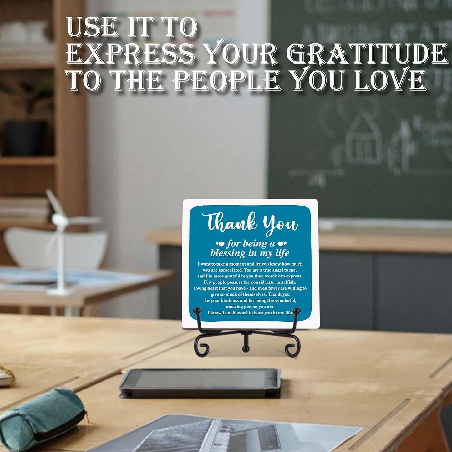 Thank You Gifts for Women Men, Inspirational Appreciation Gifts,Small Special Inexpensive Gift Ideas,5 in Aqua Home Office Desk Decor Plaque(B05) BST326L