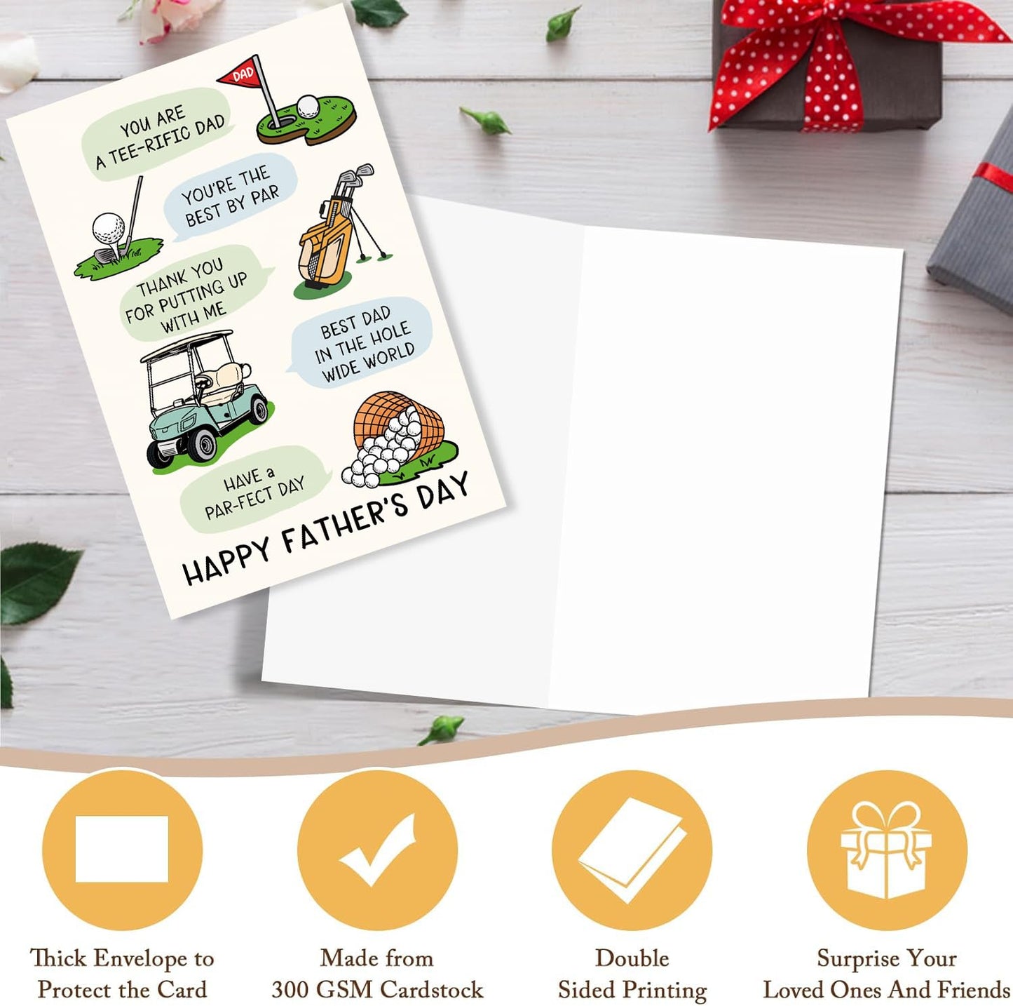 Funny Fathers Day Card for Dad Stepdad Bonus Dad Husband Grandpa, Humorous Happy Father's Day Card Gift from Son Daughter Grandson Granddaughter, Unique Fathers Day Card for Him BST202