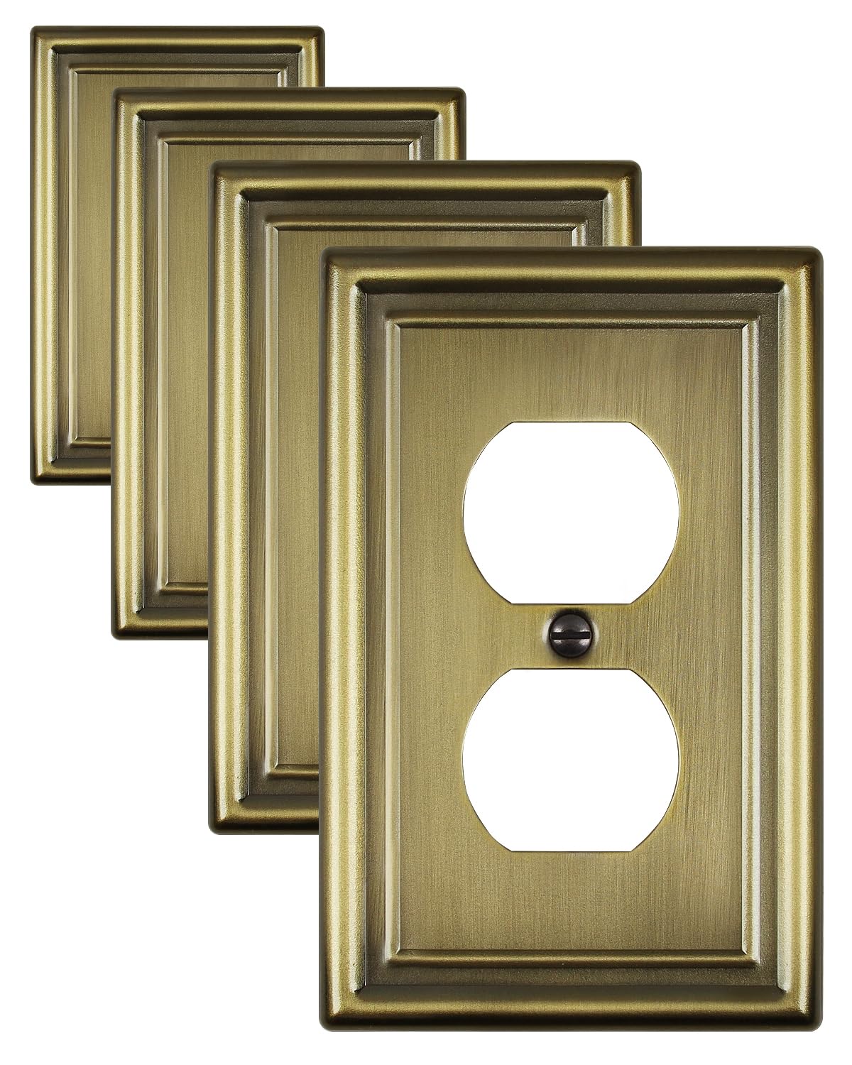 Decorative Metal Wall Plates, Switch Plates Outlet Covers (Off White/1 Decorator 4 Pack) WN420