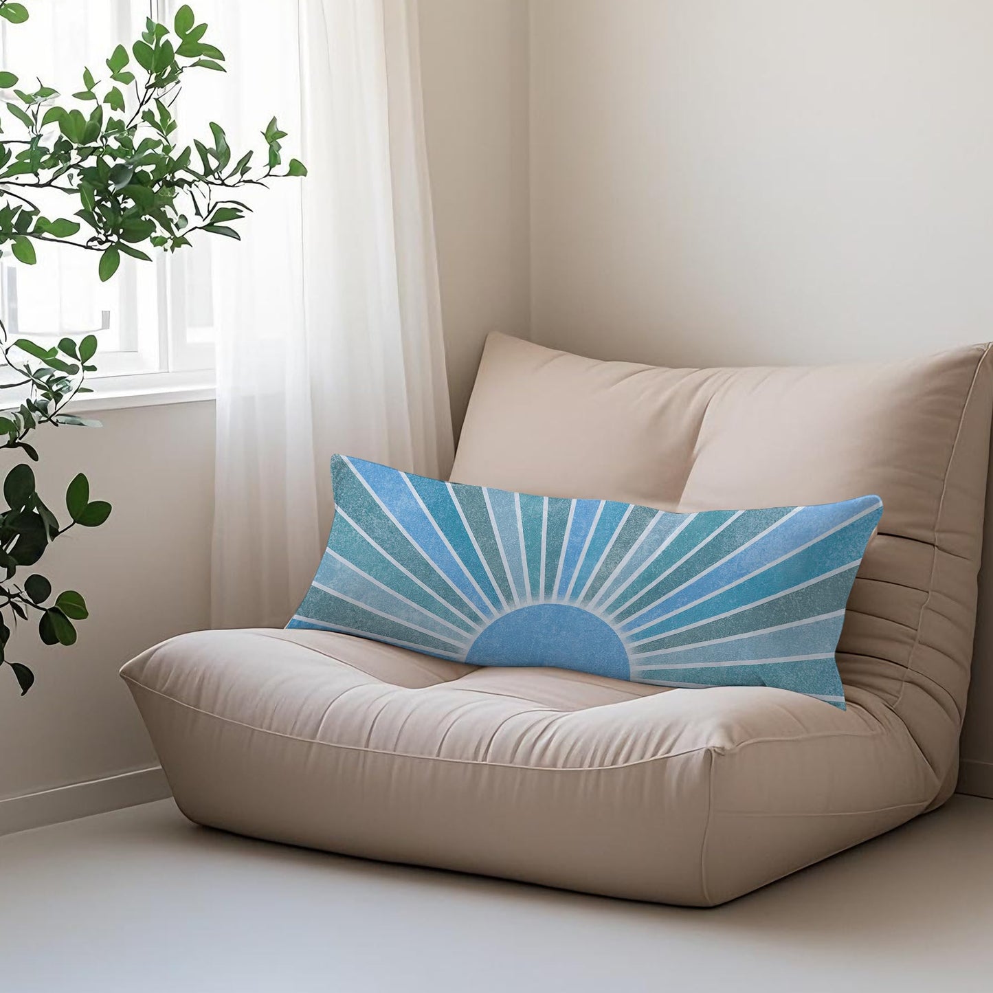 Boho Sun Sunshine 21x54 Body Pillow Cover Case, Modern Neutral Boho Horizontal Sun Sunset Sunrise Decorative Long Hug Pillow Cases for Bed Couch BST220