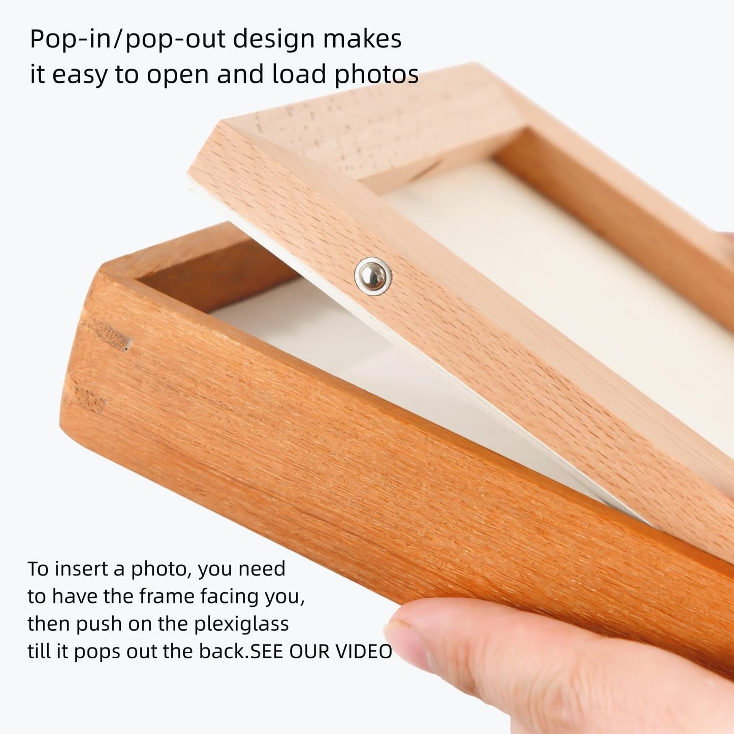 6x6 Solid Teak Wood Picture Frame Matted to 4x4 | Shatterproof Plexiglass, Mortise-Tenon Build, Horizontal & Vertical Tabletop Wall Mounting Square Display Frame BST220
