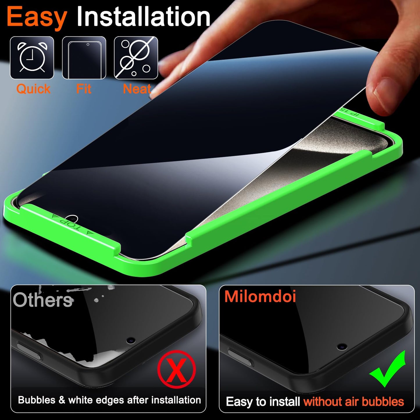 Milomdoi 6 in 1 Privacy Screen Protector for Samsung Galaxy Z Fold 7, 2 Pack Inside Anti-Spy Film with 2Pack Front Tempered Glass + 2 Pacs Camera Lens Protector Accessories WN420