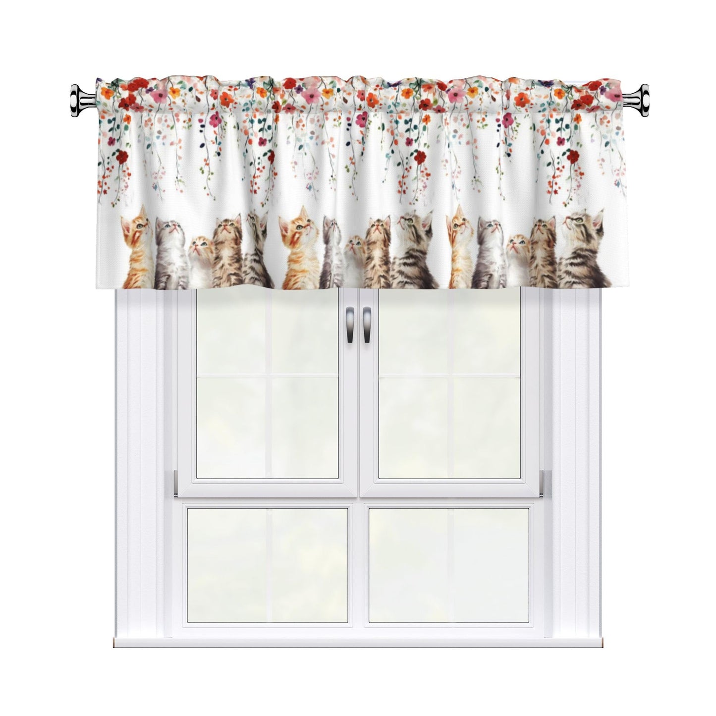 Easter Valances for Windows - Pink Spring Cafe Curtains Floral Bunny Short Curtains for Living Room Bathroom Bedroom Basement BST202