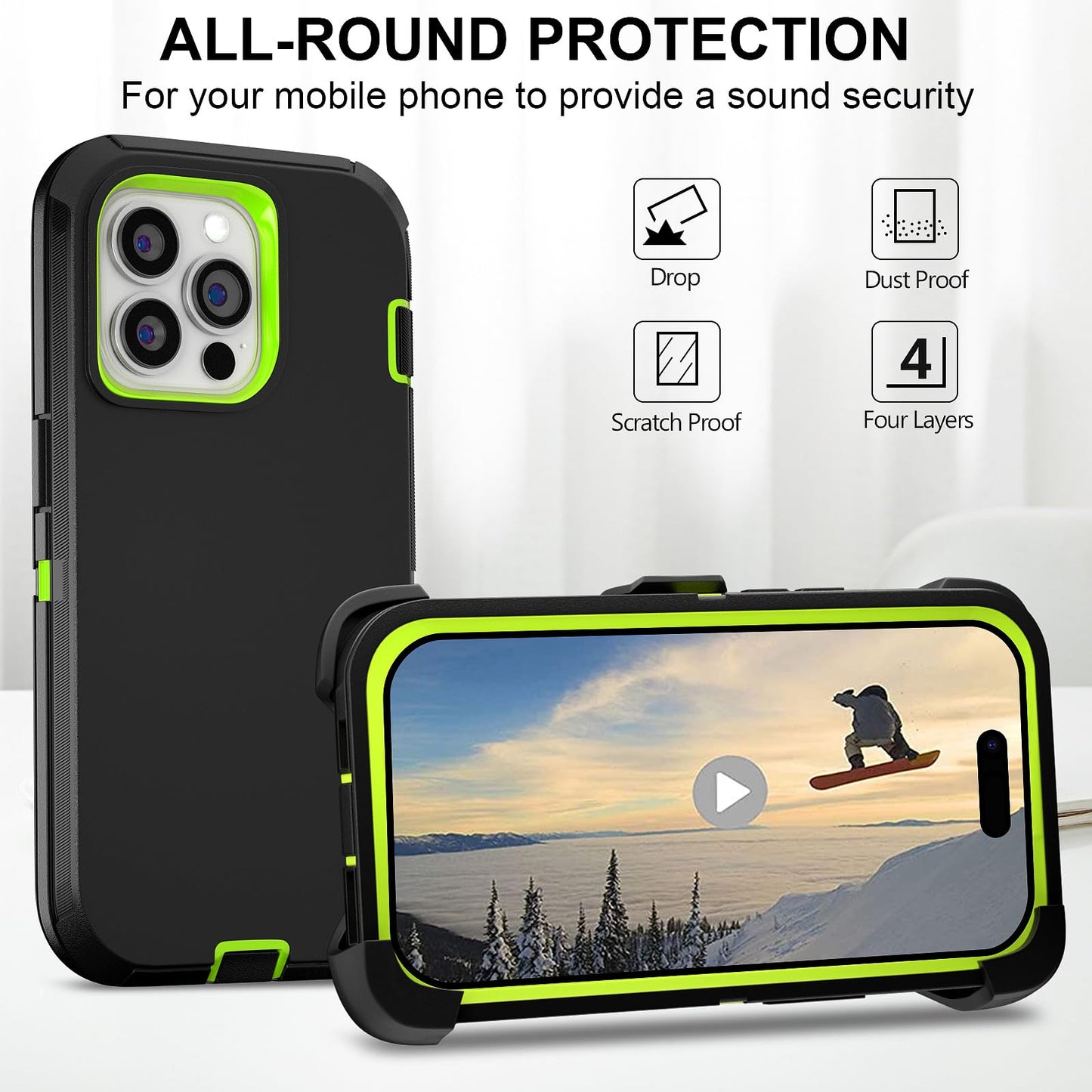 for iPhone 11 Case with Belt Clip Holster Kickstand & 2 Screen Protector, Full Protection Heavy Duty Phone Case, Shockproof Drop-Proof Durable Cover 6.1" [Black+Clip] WN420
