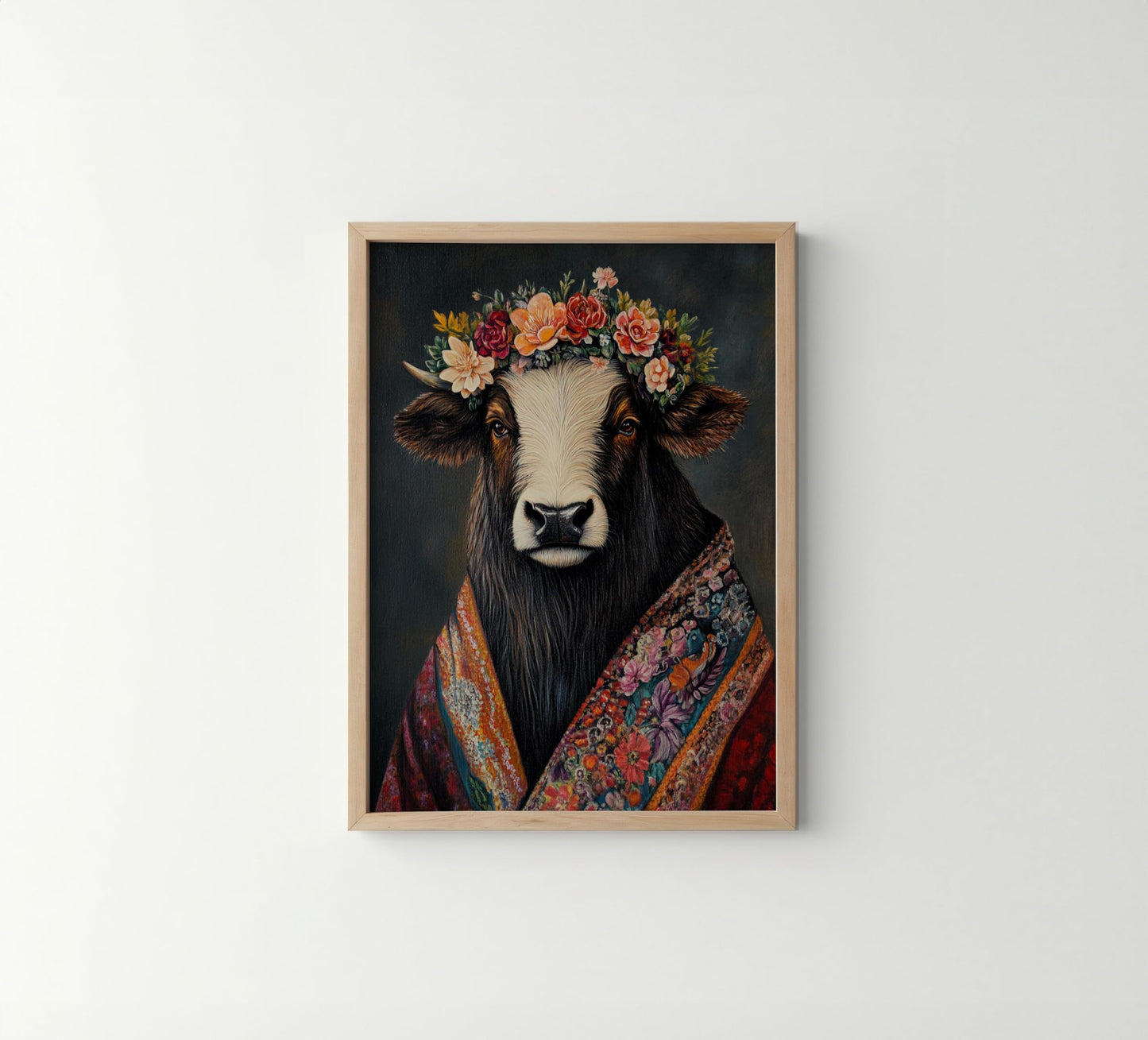 Moose Flower Head Unframed Wall Art Print Poster, Kimono Bathroom Dressing Room Decor Posters Prints for Restroom Home Picture Painting Artwork Gallery 7 (Moose, 16 x 20 inches, Unframed) BST220