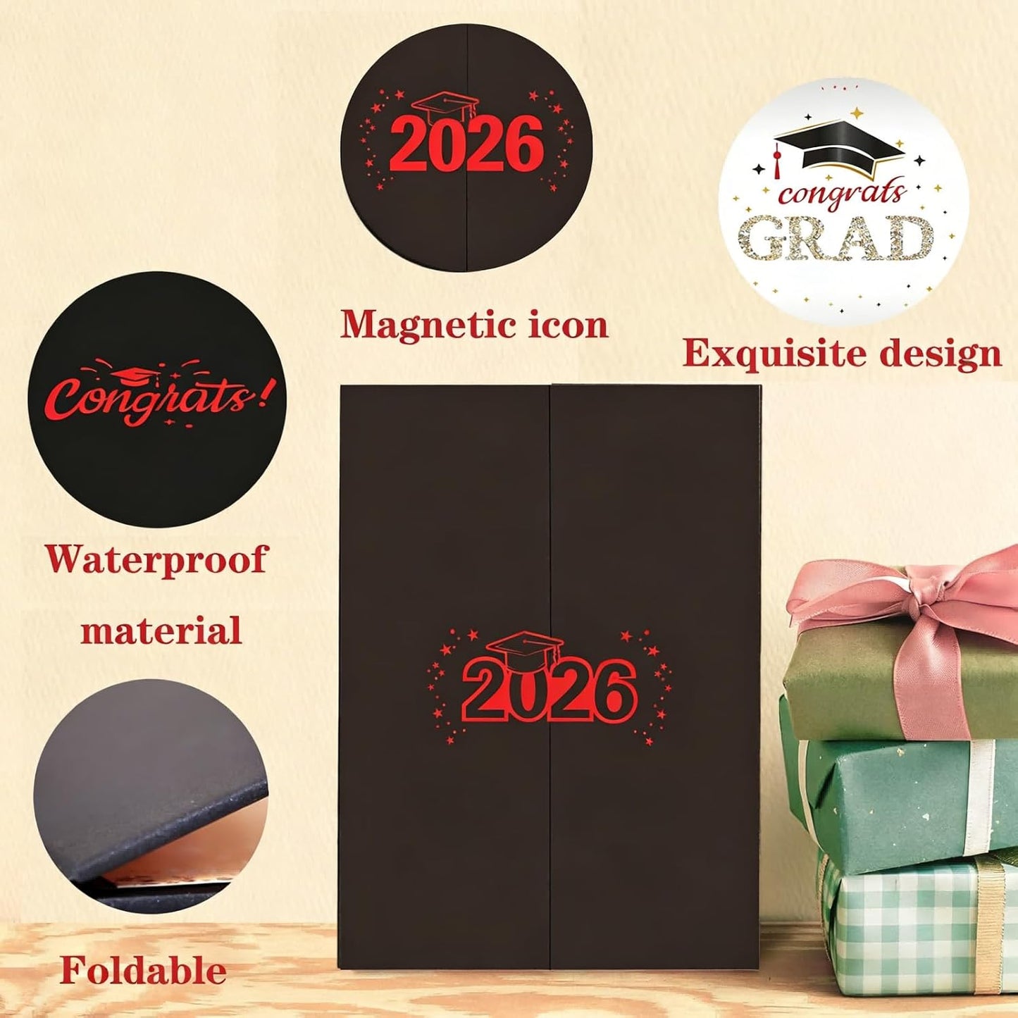SIHPTO Graduation Guest Book 2026 College Graduation Party Decorations,Red Graduation Signature Book,Class of 2026 Congrats Grad Guest Book Alternative, Graduation Gifts for Her Him BST326L
