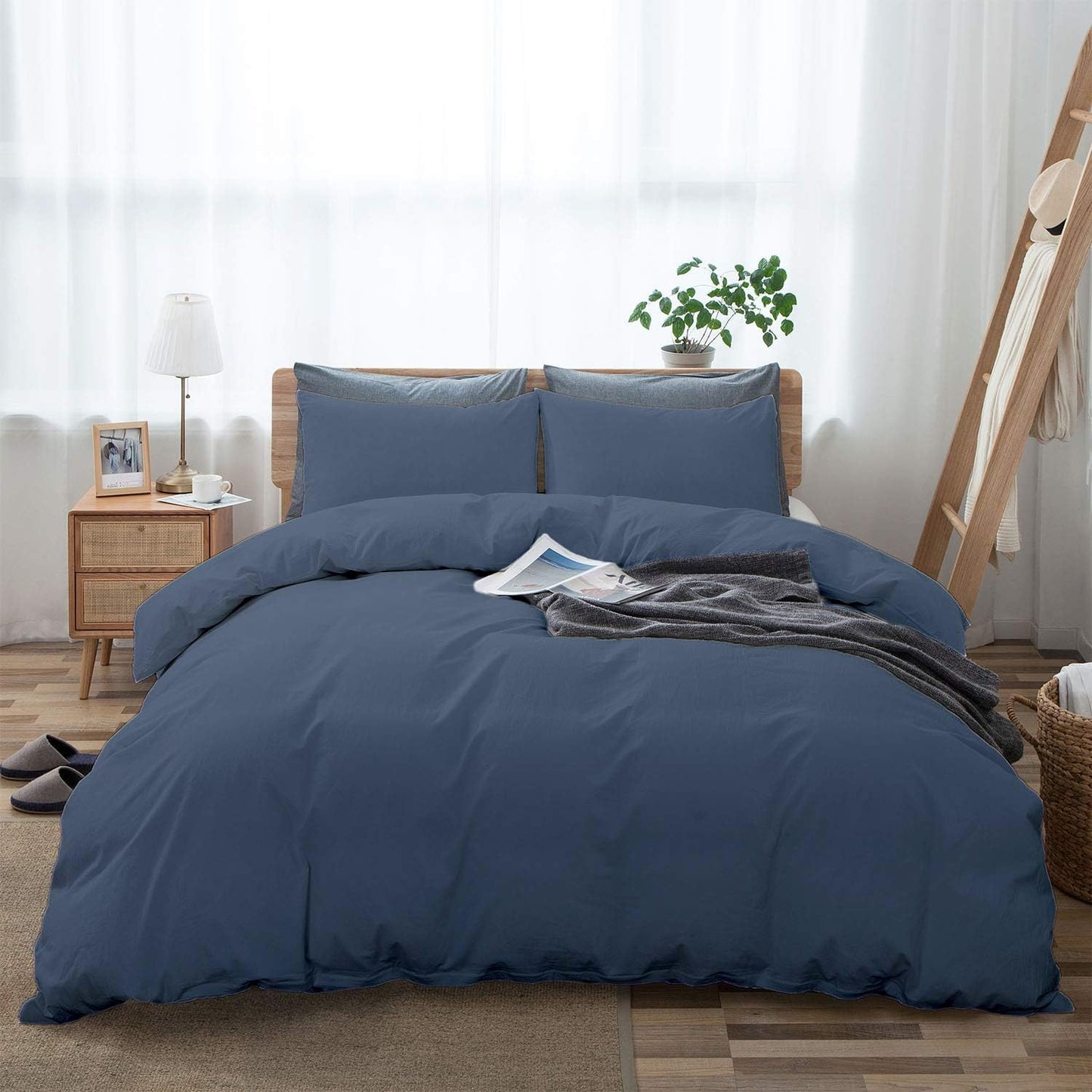 100% Cotton Oversized King plus 3 Piece Duvet Cover set 128x120 inch Breathable Luxury Soft & Cozy | Durable and Fade Resistant | Double Hem-Stitched Sateen Weave (Oversized King plus, White) BST220