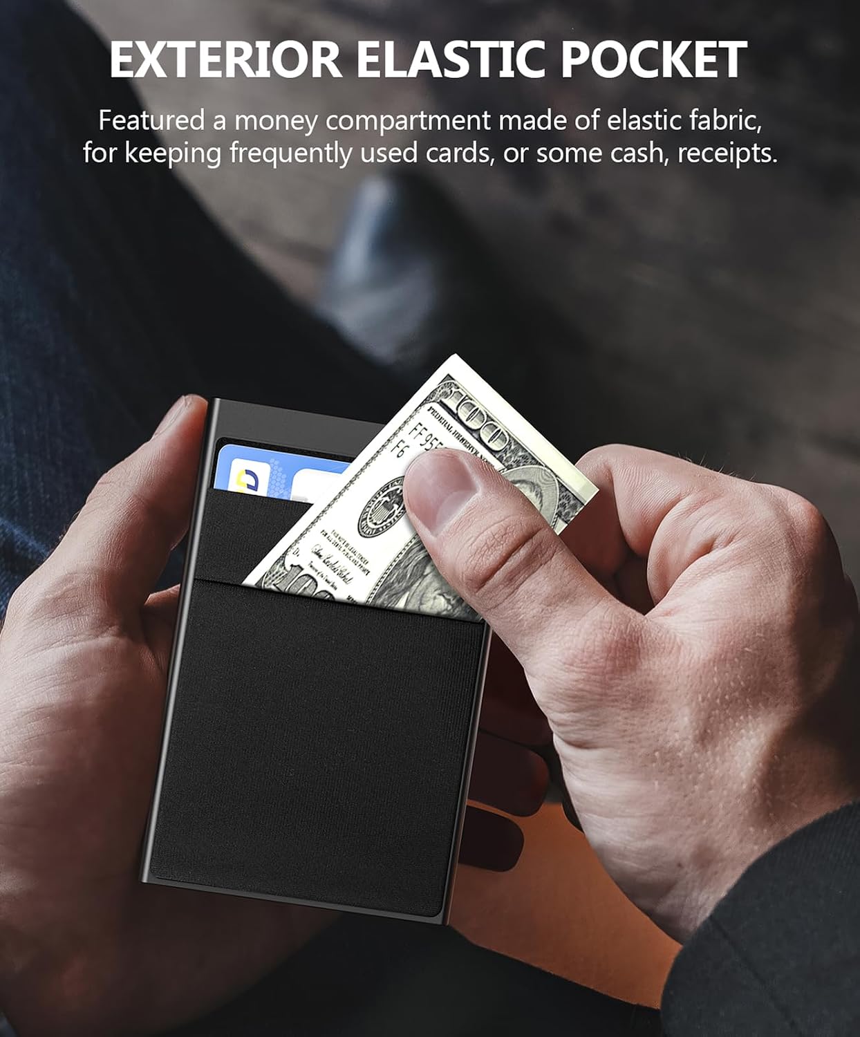 ONLOOKER Credit Card Holder - Slim Wallet for Men with Money Pocket, Pop Up Wallets RFID Blocking Minimalist Card Case Holds 5 Cards and Notes (Matt Black) WN420