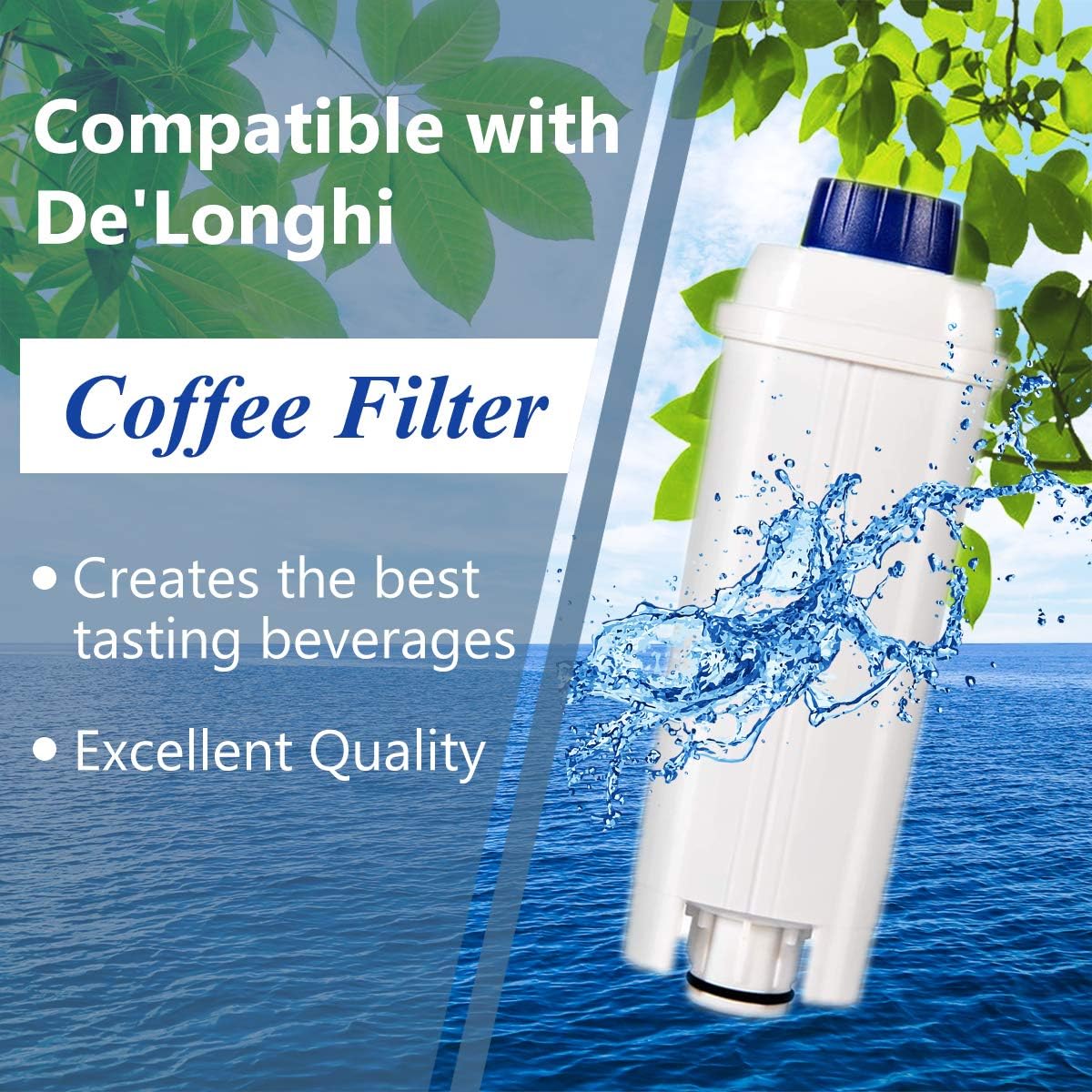 IT'S PURE EXPERT Coffee Filter Replacement for DeLonghi Filter DLSC002, DLS C002, Compatible with ECAM, ESAM, ETAM, BCO, EC, EC680, EC800-4 packs BST202