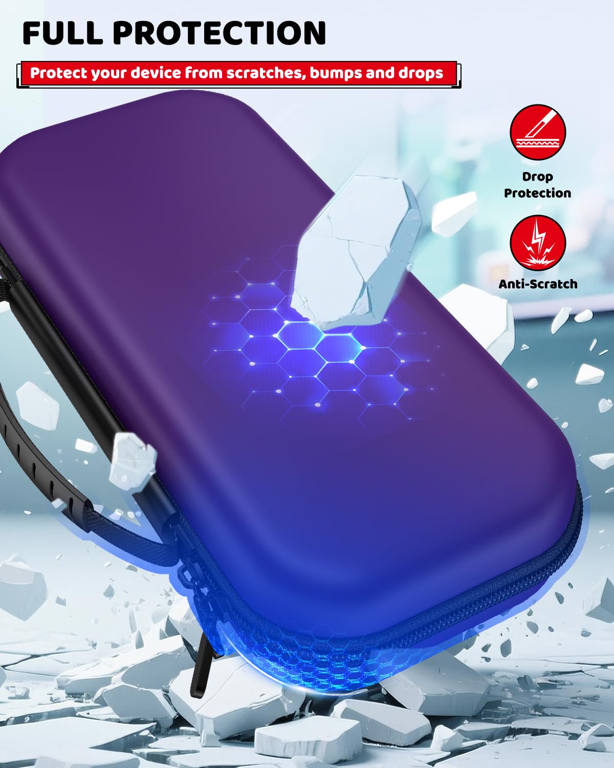 Klipdasse Switch 2 Carry Case for Nintendo Switch 2/1/OLED, Hard Shell with Soft Lining, 10 Game Card Slots, Silicone Handle, for Switch 2 Slim Case 2025 (Blue) WN420