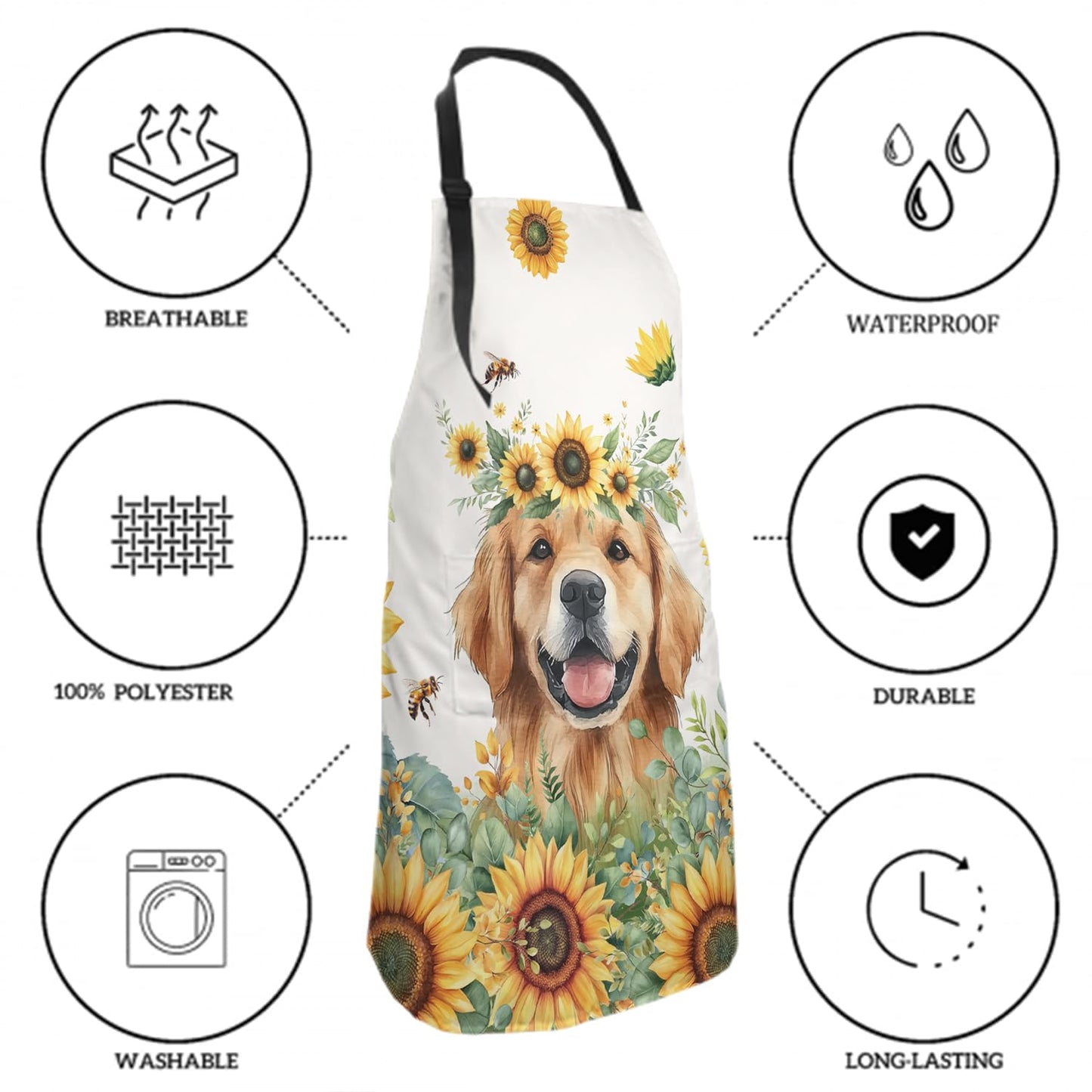 Giwawa Unisex Adult Apron Waterproof Stain Resistant Kitchen Cooking Apron with 2 Pockets for BBQ Grill Painting BST326H