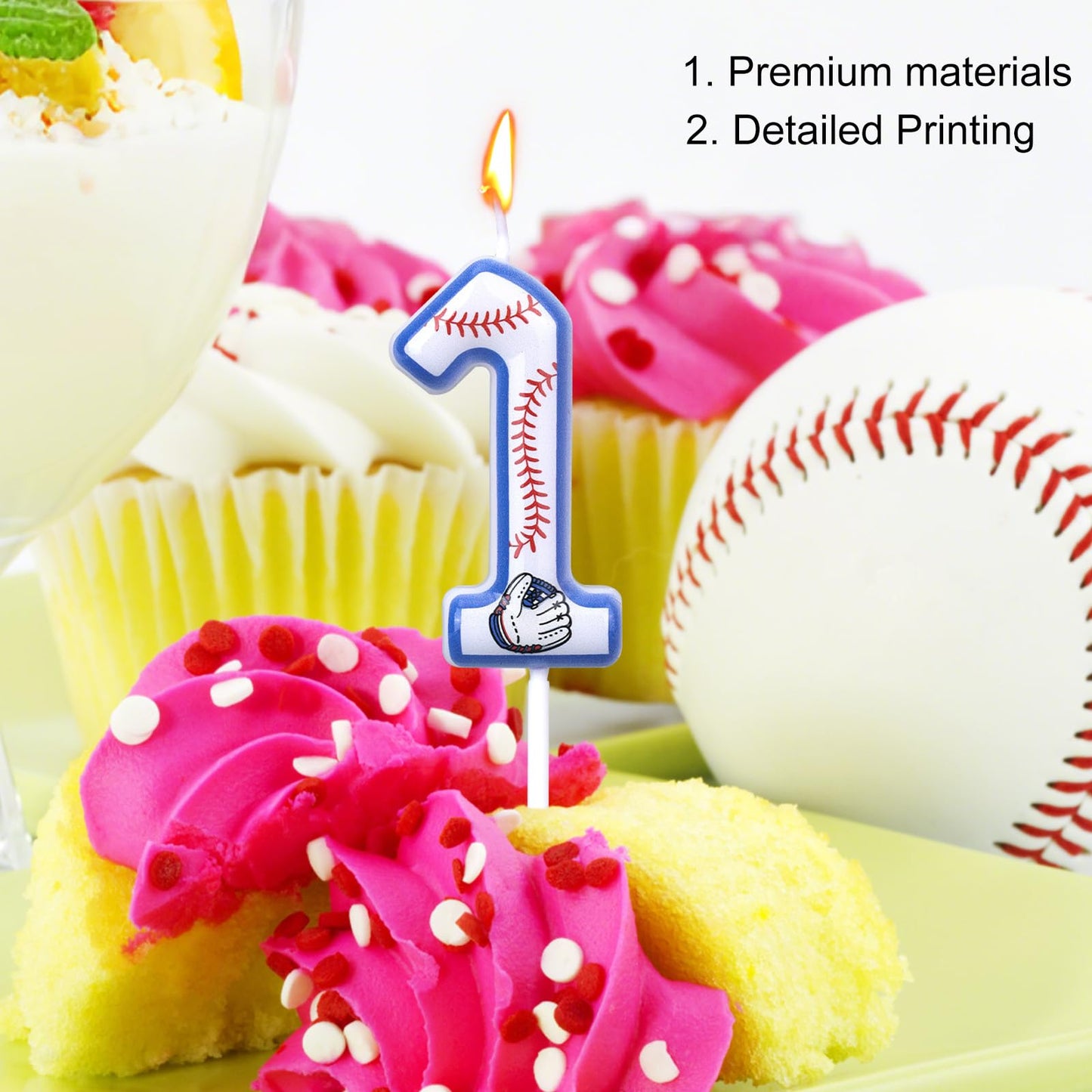 Baseball Birthday Candles, Baseball Themed Cake Topper for Boys Girls Number Candle for Sport Party Decorations & Supplies (Number 6) BST220