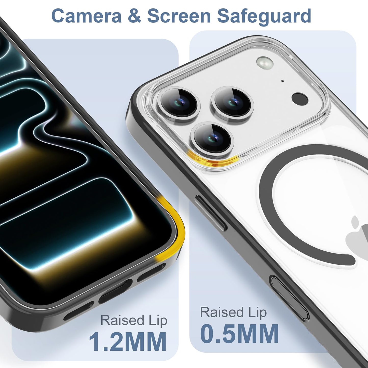 PULOKA for iPhone Case Compatible with Magsafe, Color Bumper & Clear TPU Back Hybrid Shockproof Cover (White, iPhone 16 Pro Max) WN420
