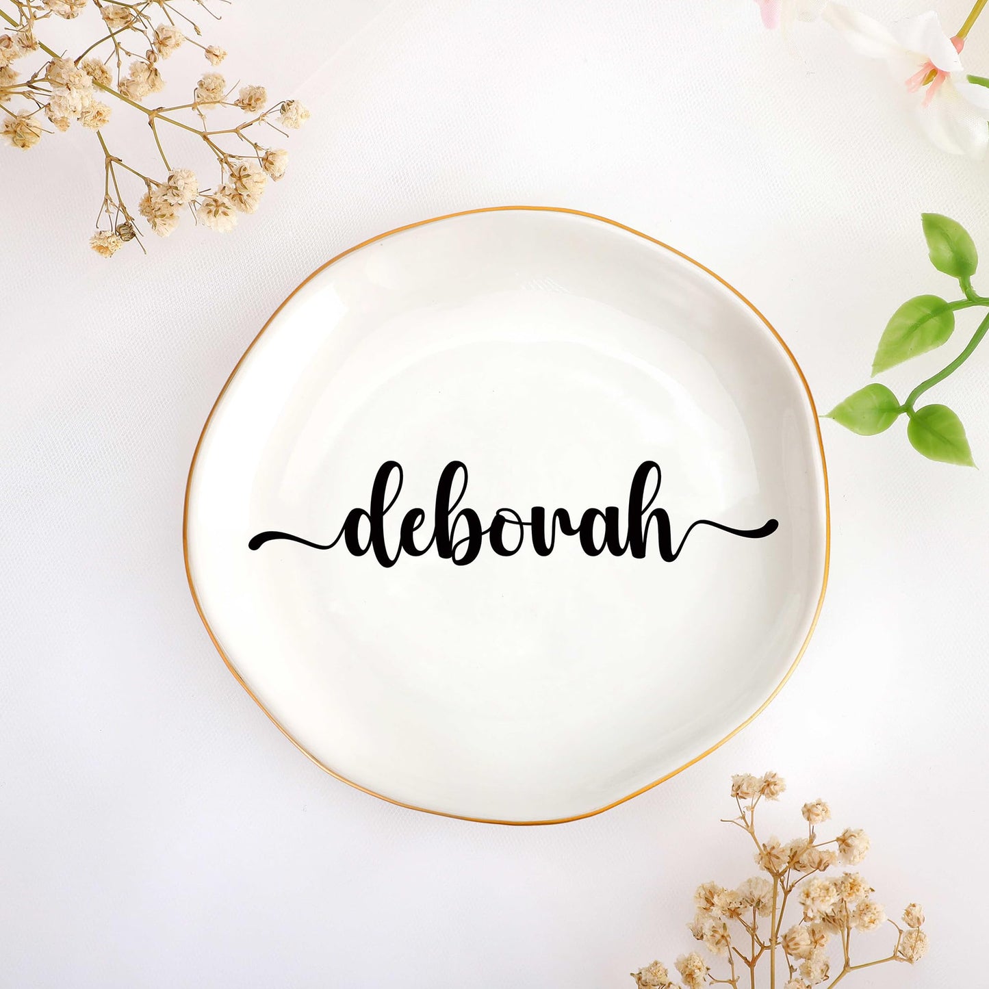 JoycuFF Initial B Ceramic Jewelry Tray, Bridesmaid Bride Gifts, Mothers Day Christmas Anniversary Engagement Birthday Gifts for Women Couples, Trinket Dish for Rings Earrings Necklaces Bracelets Keys BST202
