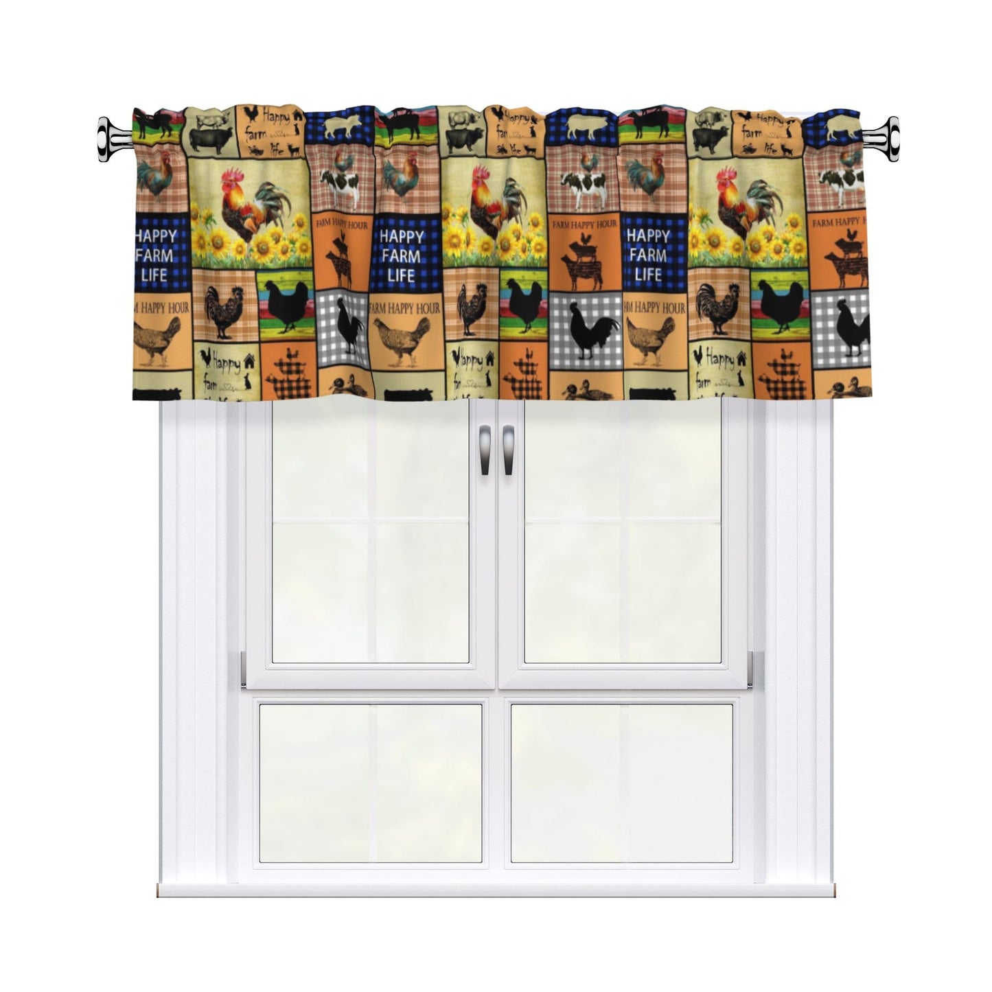 Easter Valances for Windows - Pink Spring Cafe Curtains Floral Bunny Short Curtains for Living Room Bathroom Bedroom Basement BST202