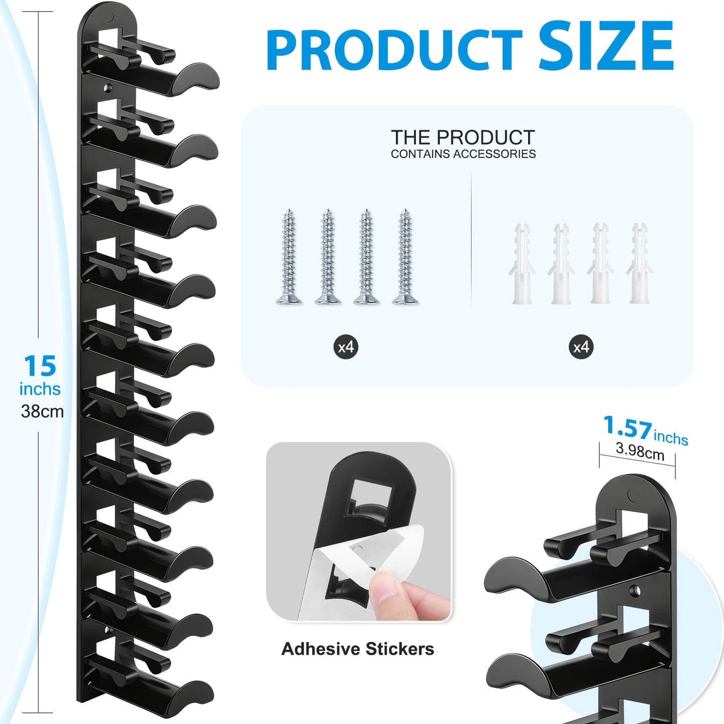 Hat Hook for Wall, 2 Pack Hat Organizer Hold up to 20 Hats,Hat Holder with Strong Adhesive and 8 Pack Screws, Cap Holder Hat Hangers for Wall Closet Door and Bedroom(B-Black) BST220
