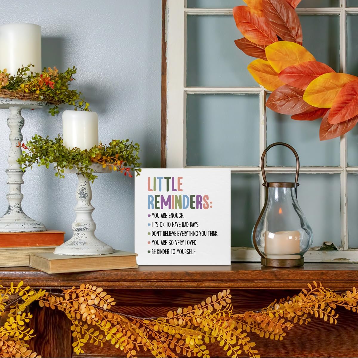 Inspirational Motivational Gifts Employee Appreciation Gifts Wood Box Sign | Daily Affirmations for Women, Little Reminders You are Enough Wooden Box Desk Decorative Sign for Office Desk Table Shelf BST202