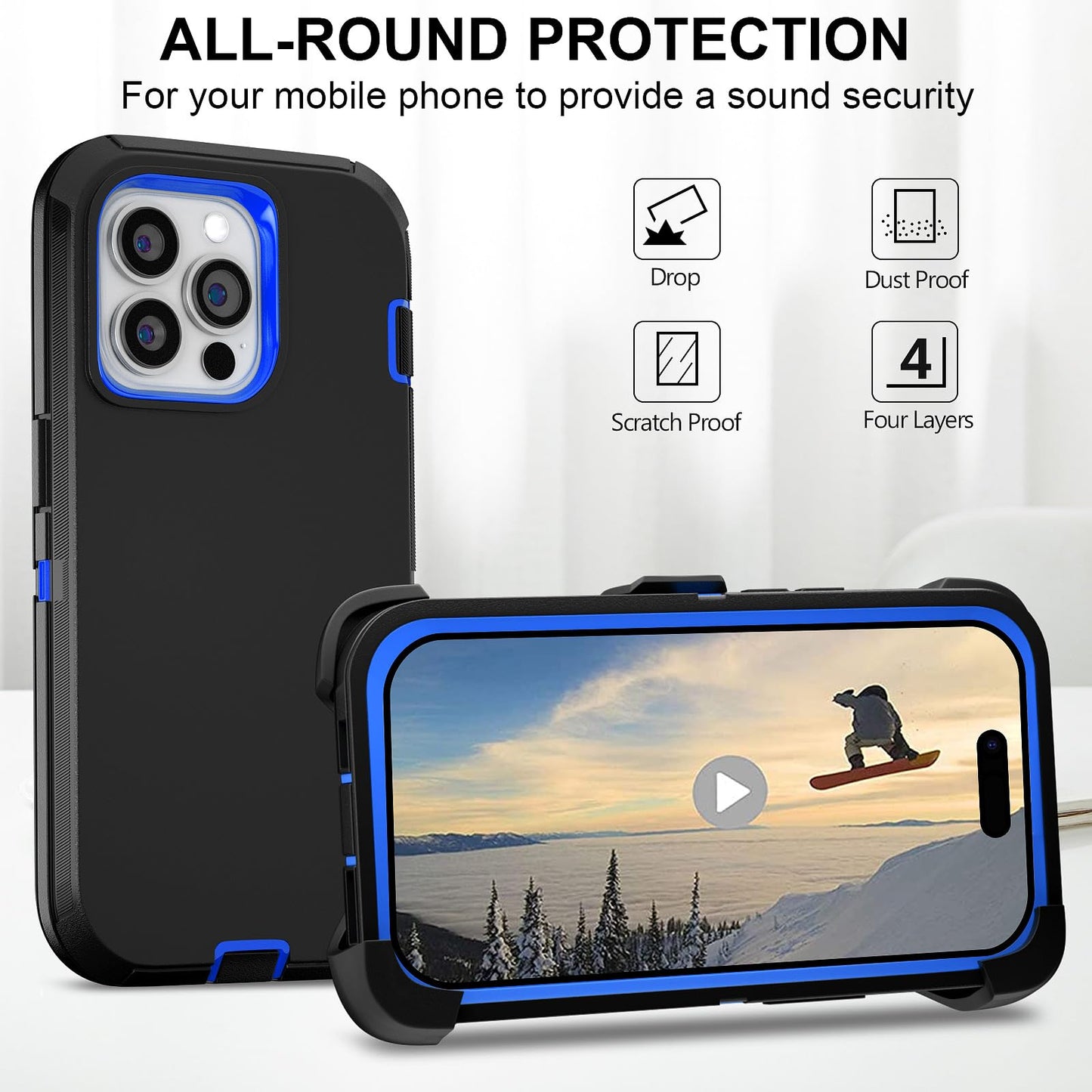 for iPhone 11 Case with Belt Clip Holster Kickstand & 2 Screen Protector, Full Protection Heavy Duty Phone Case, Shockproof Drop-Proof Durable Cover 6.1" [Black+Clip] WN420