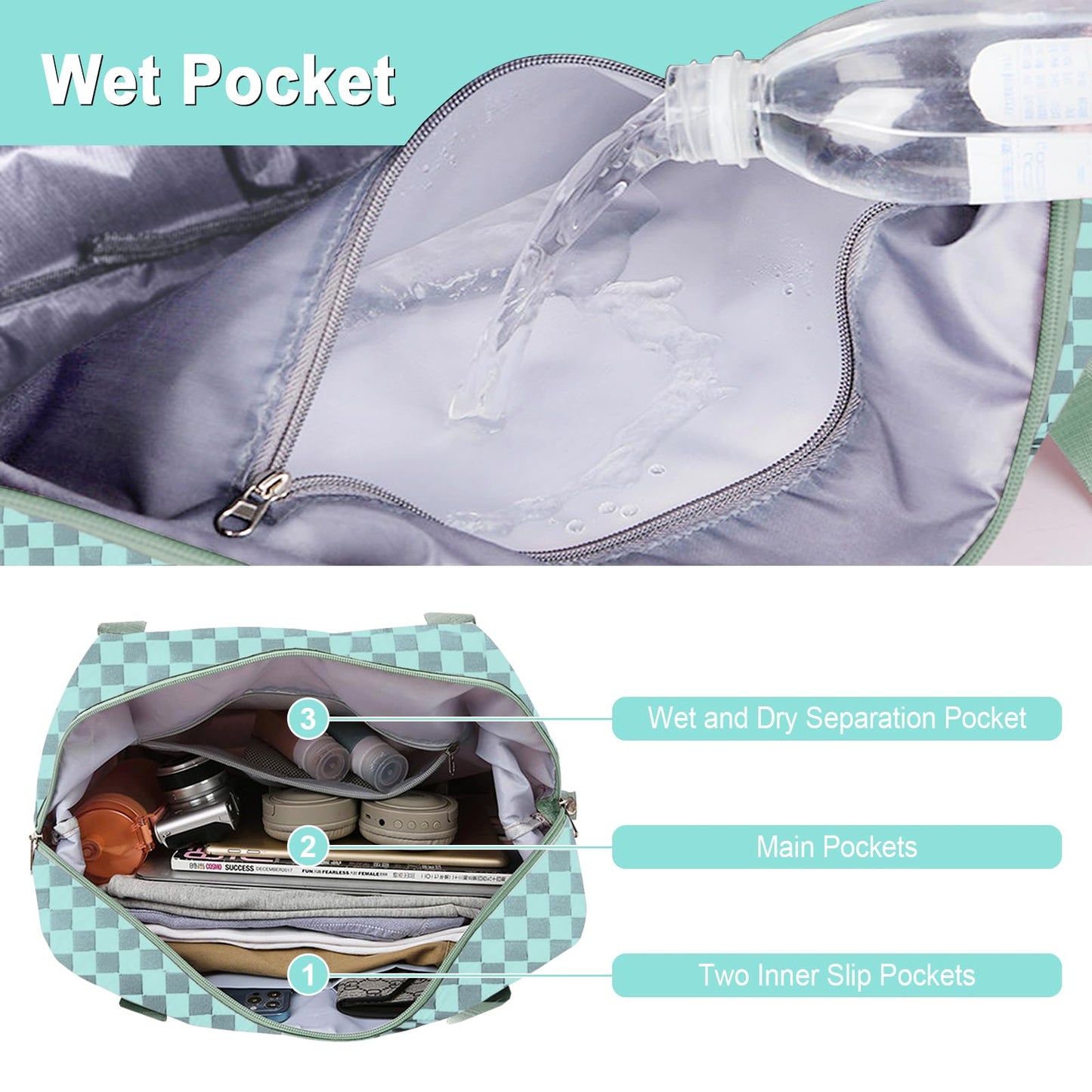 WOOMADA Foldable Travel Duffel, Weekender & Carry-On Bag with Expandable Space BST326H