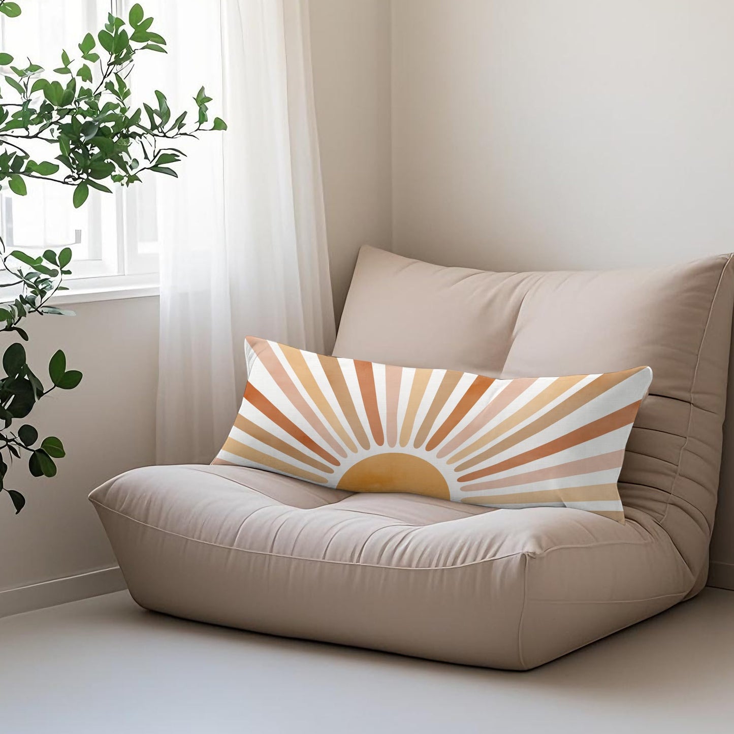 Boho Sun Sunshine 21x54 Body Pillow Cover Case, Modern Neutral Boho Horizontal Sun Sunset Sunrise Decorative Long Hug Pillow Cases for Bed Couch BST220