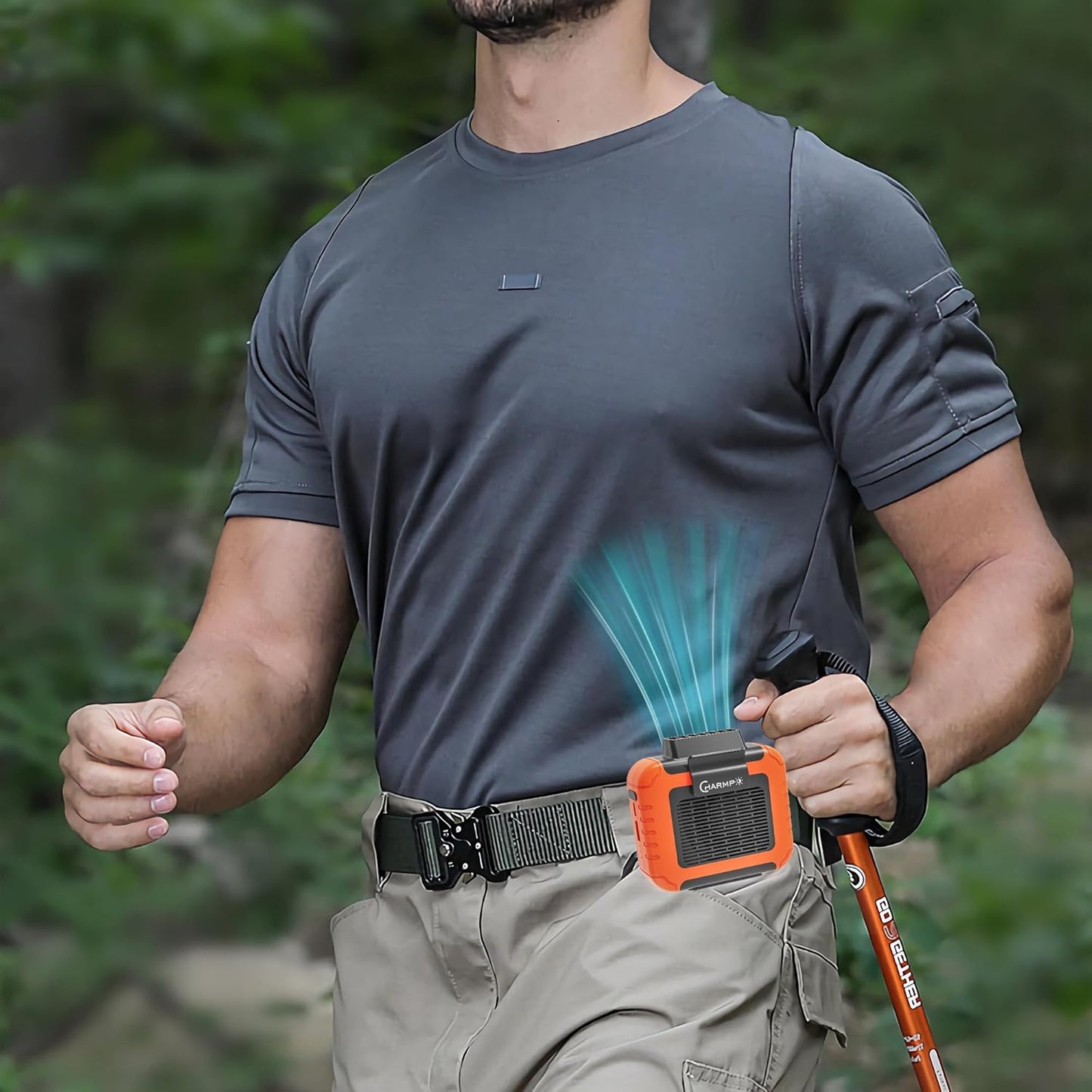 Portable Waist Fan - 6000mAh Battery, 3 Speeds, Strong Airflow, Up to 16 Hours Working Time, Portable Hands-Free Cooling Belt Clip Fan for Construction Workers, Couriers, and Campers BST202