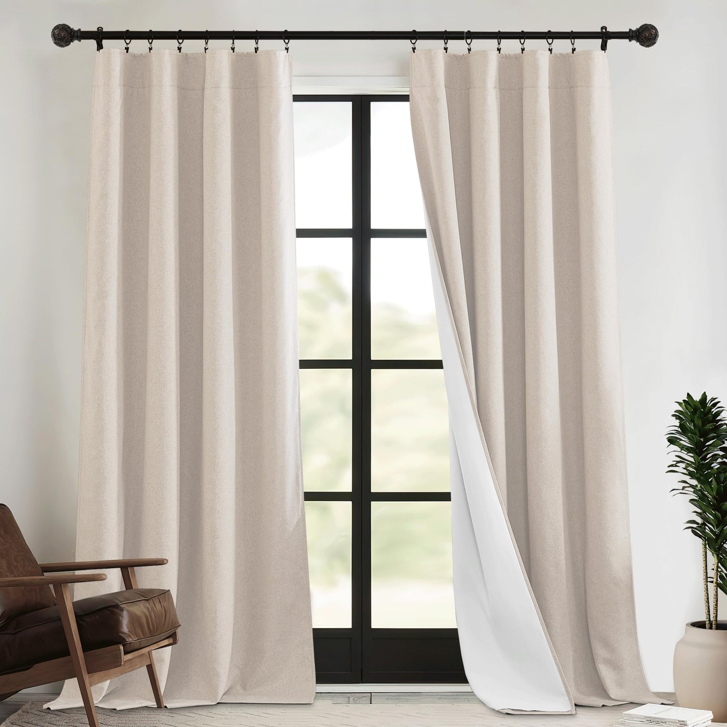 RYB HOME 4-in-1 Dust Filtering Soundproof Blackout Insulating Privacy Window Curtains for Nursery Bedroom Living Room Rivider Sound Absorption Sheet, Black, W52 x L90 inch, 2 Panels BST220