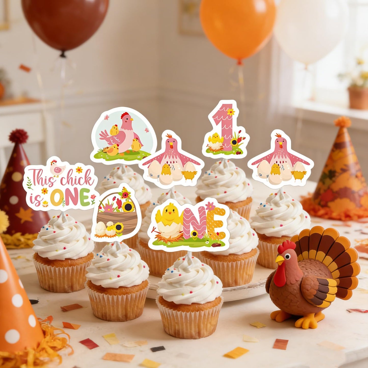Baseball Birthday Party Decorotions - 24 PCS Ice Cream Drip Baseball Theme Cupcake Toppers, Boys Girls Sports Birthday Party Decorotions Supplies BST326L