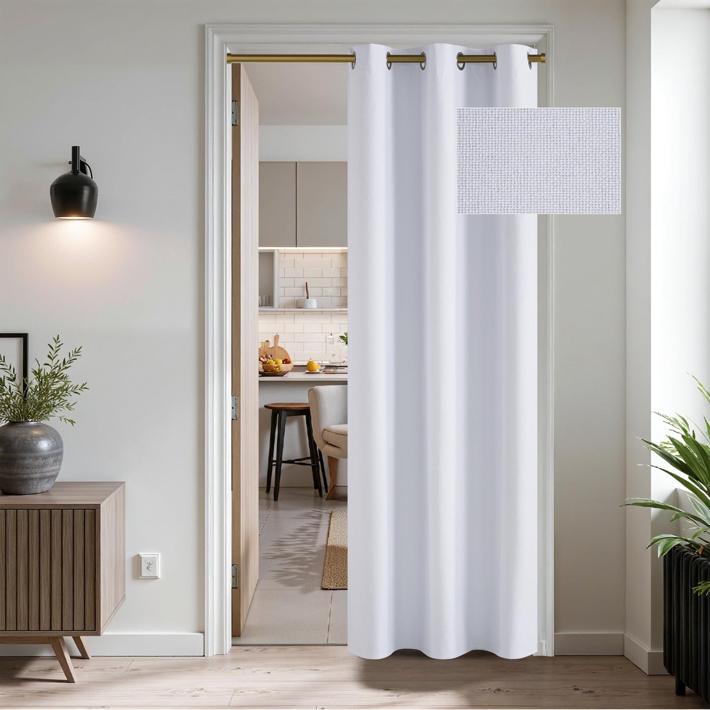 RYB HOME 100% Blackout Curtain for Sliding Glass Doors, Extra Wide Thermal Insulated Privacy Linen Curtains for Bedroom/Patio Door/Living Room/Open Closet, Room Divider, Black, W100xL108, 1 Panel BST220