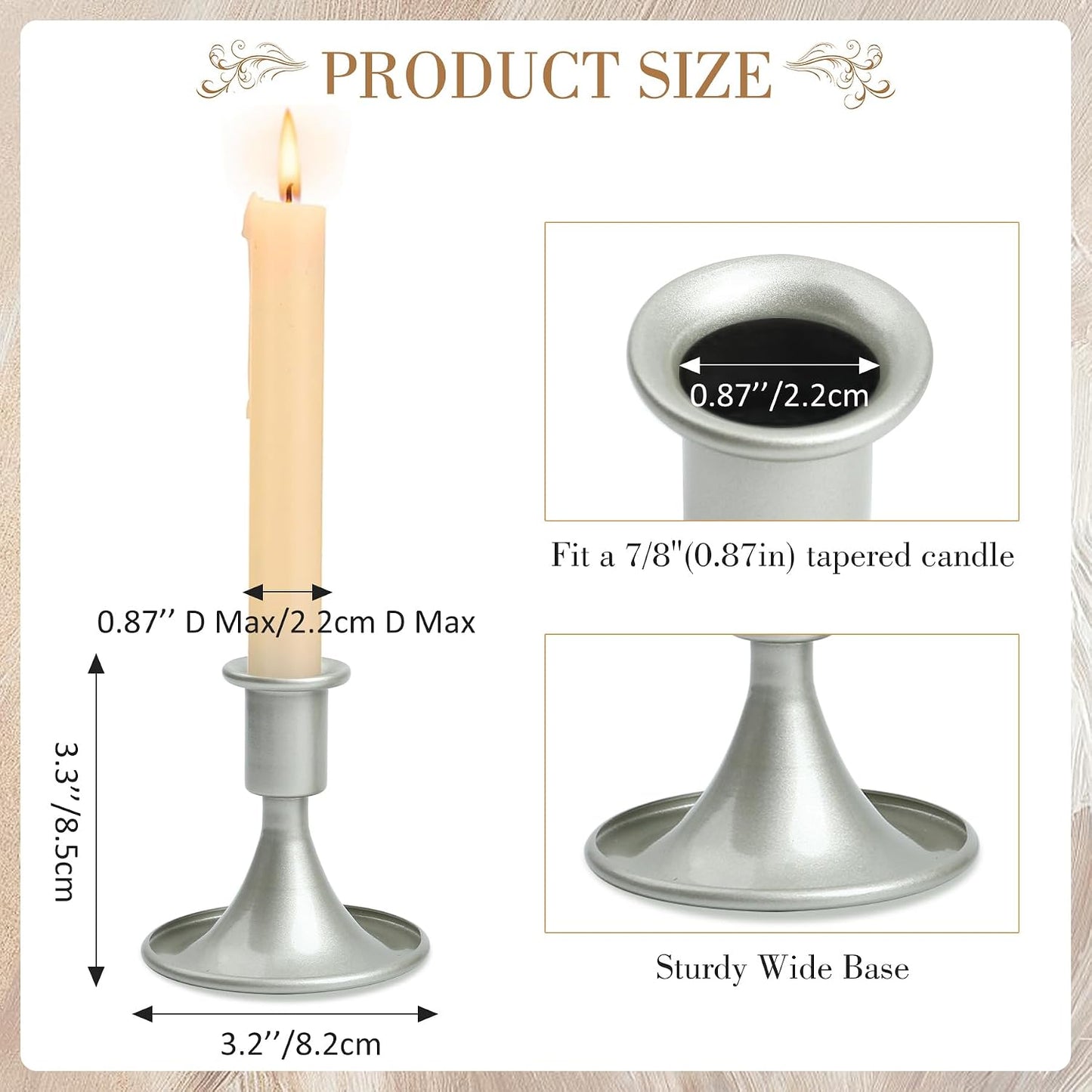 Unity Candle Holder - Unity Candle Holders for Weddings, Metal Unity Candlestick Holder Set of 3, Decorative Unity Candle Stand for Wedding Ceremony Table Centerpiece Decoration Gift (Silver) BST202