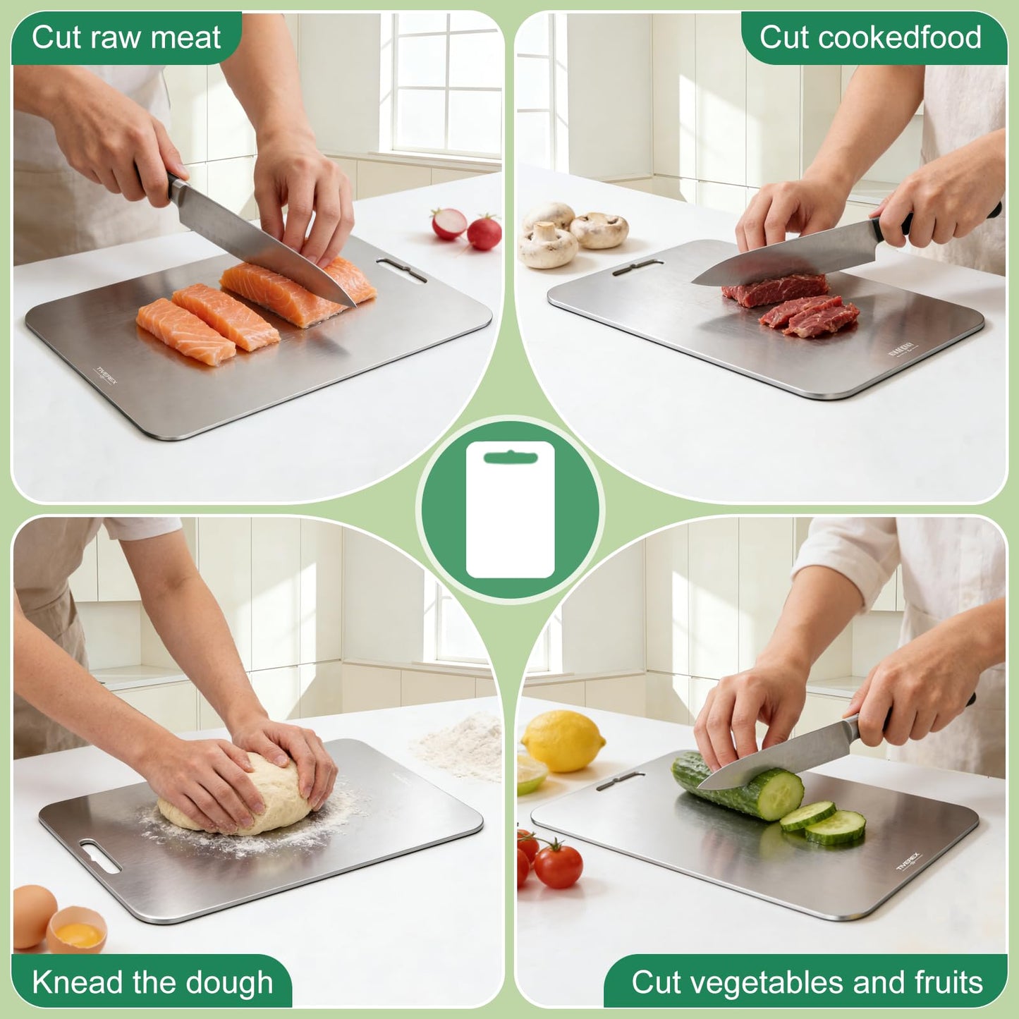 Titanium Cutting Board Set of 3, 100% Pure Titanium Cutting Boards for Kitchen, Easy to clean, Dishwasher, Double Sided Non Toxic Food-Grade Chopping Boards for Meats, Fruits and Vegetables BST202