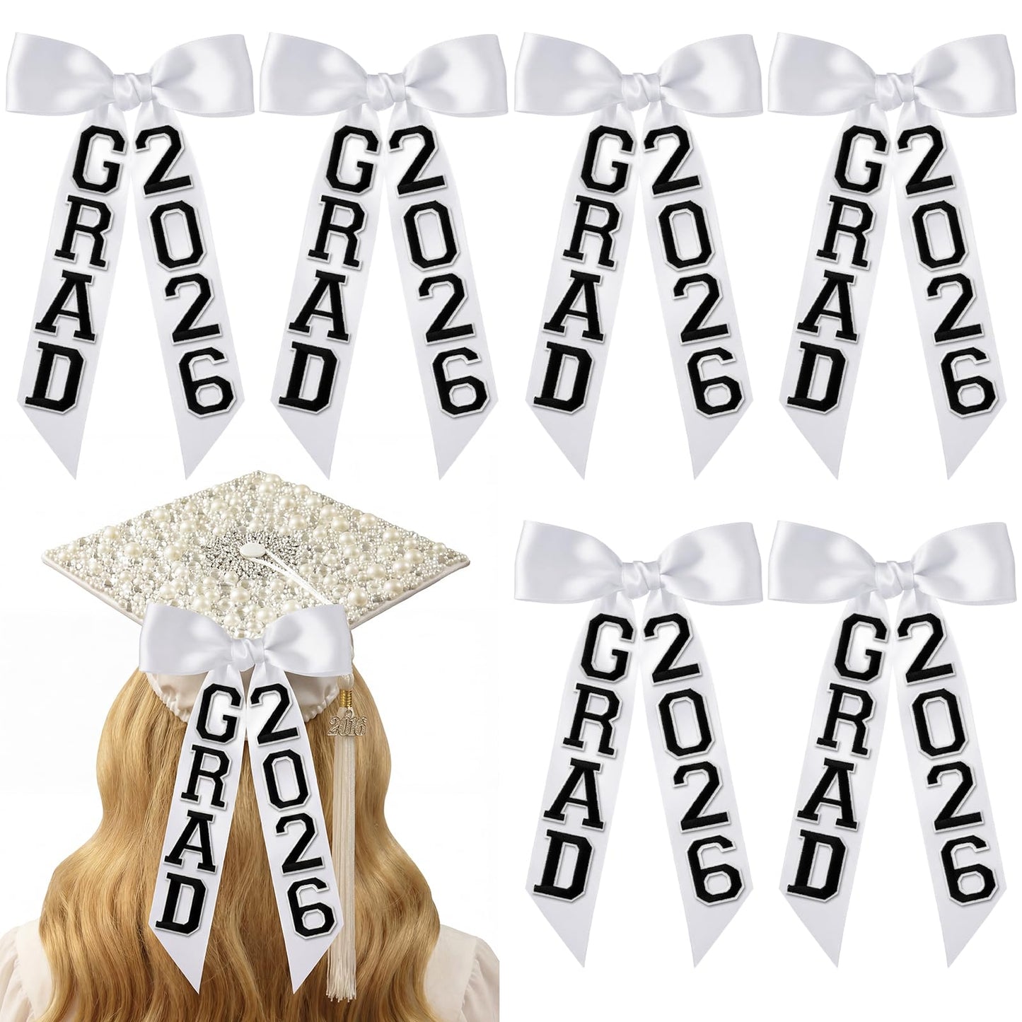 Thiccywoov 6 Pcs Class of 2026 Graduation Bow Graduation Cap Decorations Grad 2026 for Class of 2026 Grad Party Decorations (Pink) BST326L