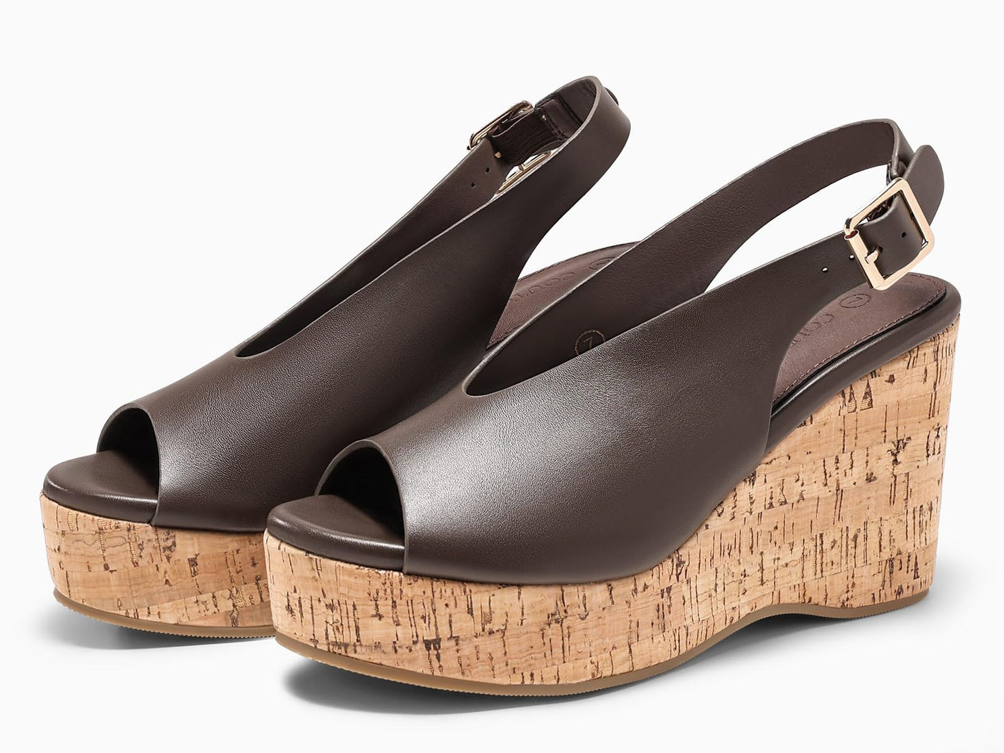 Coutgo Womens Platform Wedge Sandals Open Peep Toe Slingback Cork High Heels Summer Beach Shoes DD1210