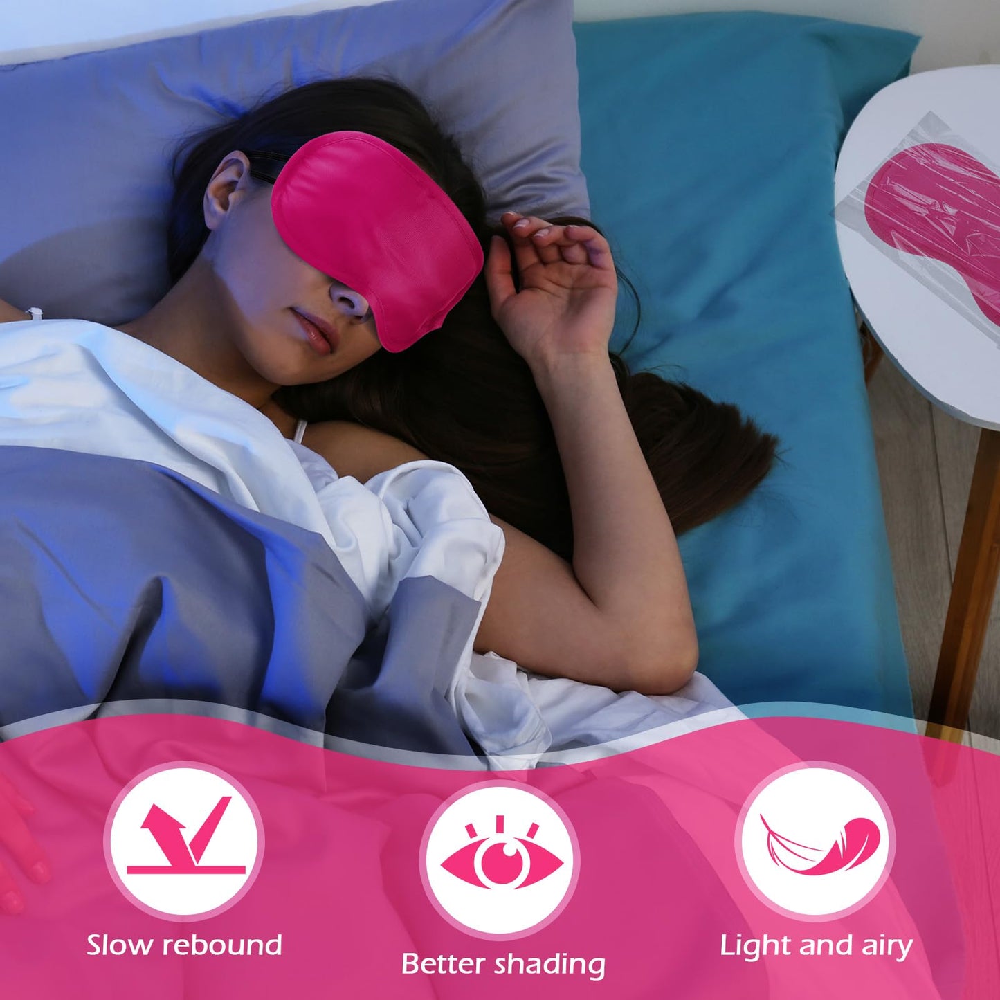 Tarpop 200 Pcs Eye Mask Sleeping Blindfold Eye Cover with Adjustable Strap for Games Party Team Building Travel Individually Wrapped Sleep Mask for Women Men (Blue)