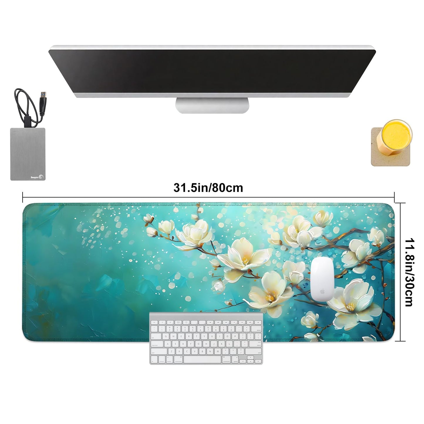 Mouse Pad Gaming Mousepad 31.5 x 11.8in Large Mouse Pad for Keyboard and Mouse with Anti-Slip Rubber Base, Keyboard Pad XL Mouse Mat for Home and Office,Snowy Forest WN420