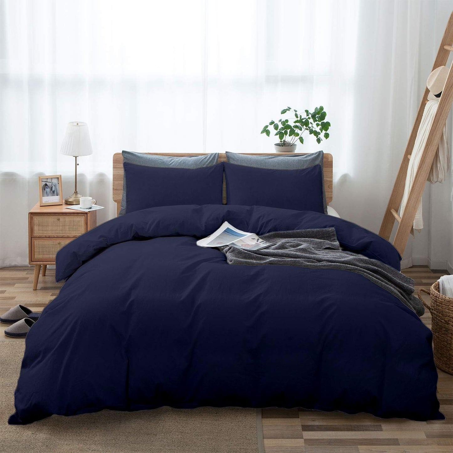 100% Cotton Oversized King plus 3 Piece Duvet Cover set 128x120 inch Breathable Luxury Soft & Cozy | Durable and Fade Resistant | Double Hem-Stitched Sateen Weave (Oversized King plus, White) BST220