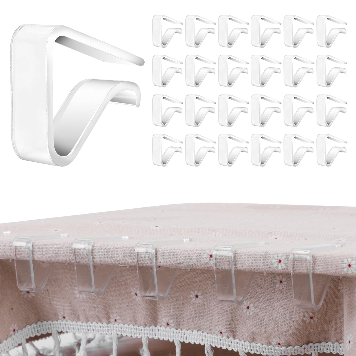 24 Pieces Clear Tablecloth Clips, Durable Plastic Table Cover Holders, Windproof Transparent Clamps for Securing Tablecloths Indoor Outdoor Party, Wedding, Christmas Event, Picnic, Camping (24, Large) BST220